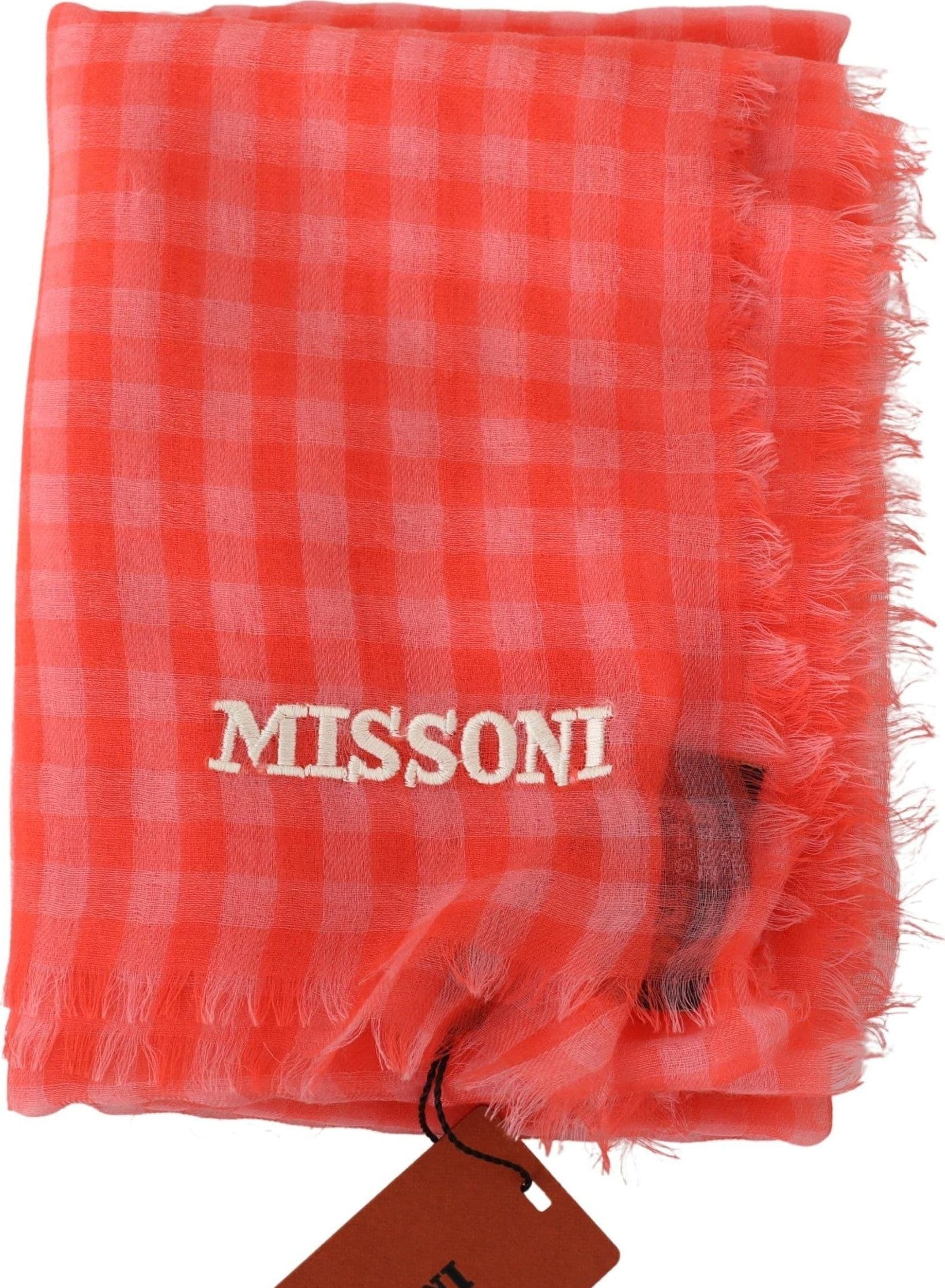 Orange Check Cashmere Unisex Wrap Fringes Scarf - 3