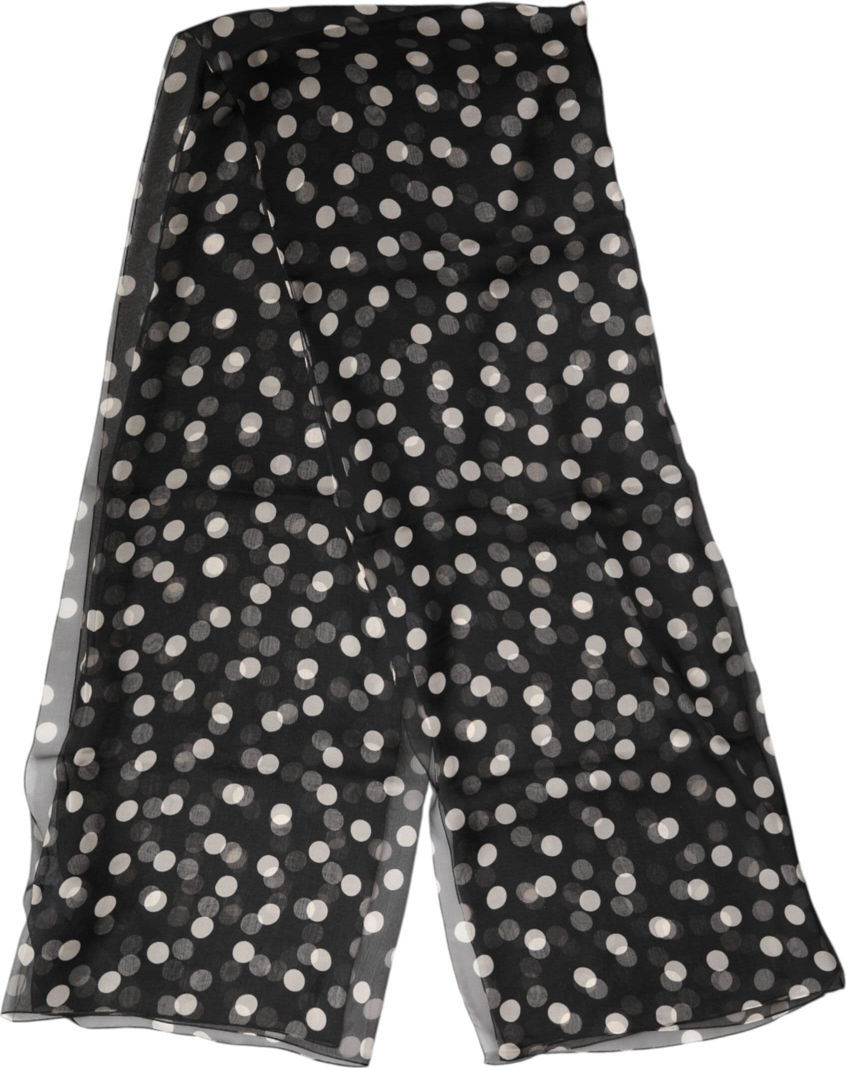 Black Polka Dot Silk Neck Wrap Shawl 205cm x 137cm Scarf