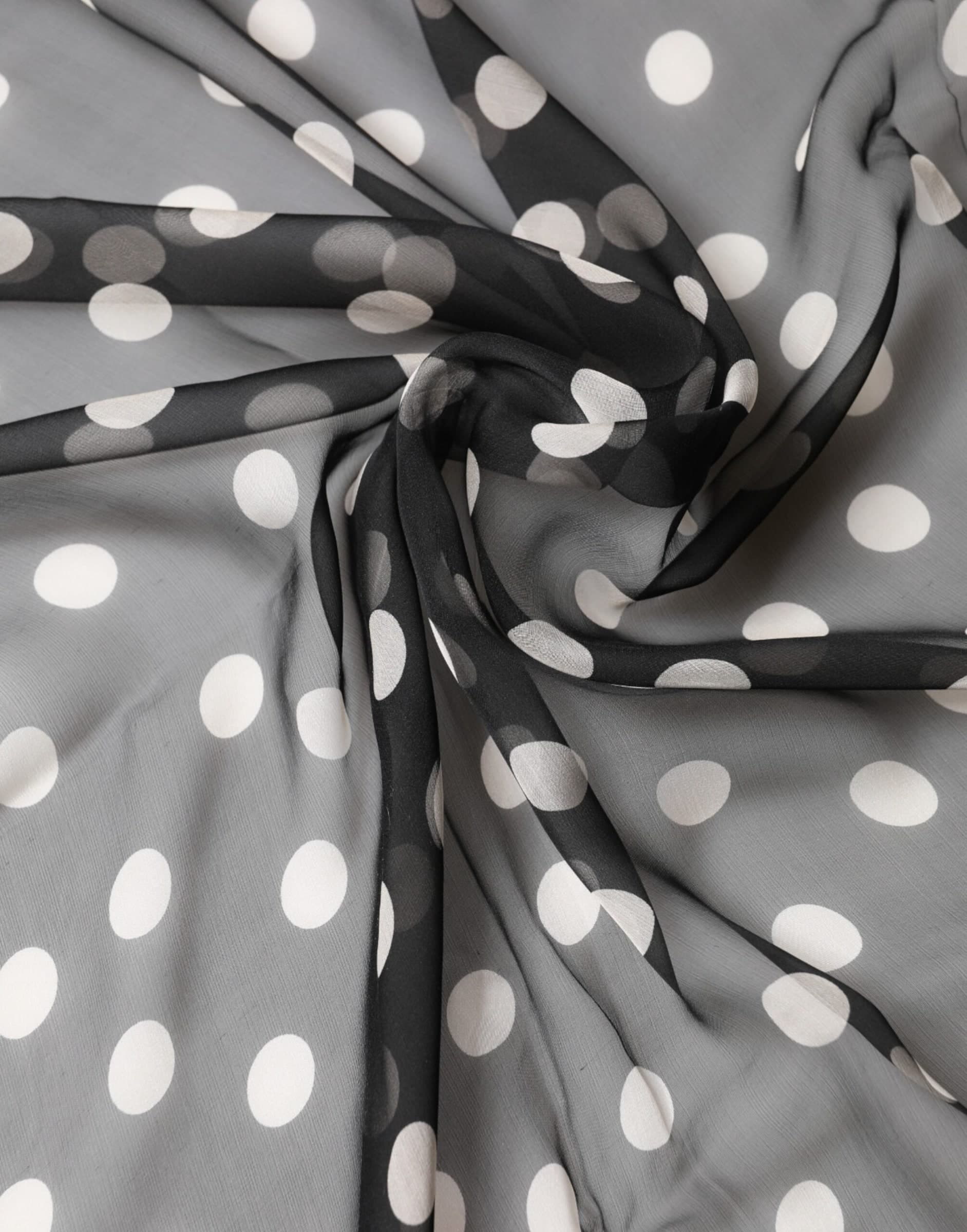 Black Polka Dot Silk Neck Wrap Shawl 205cm x 137cm Scarf - 4