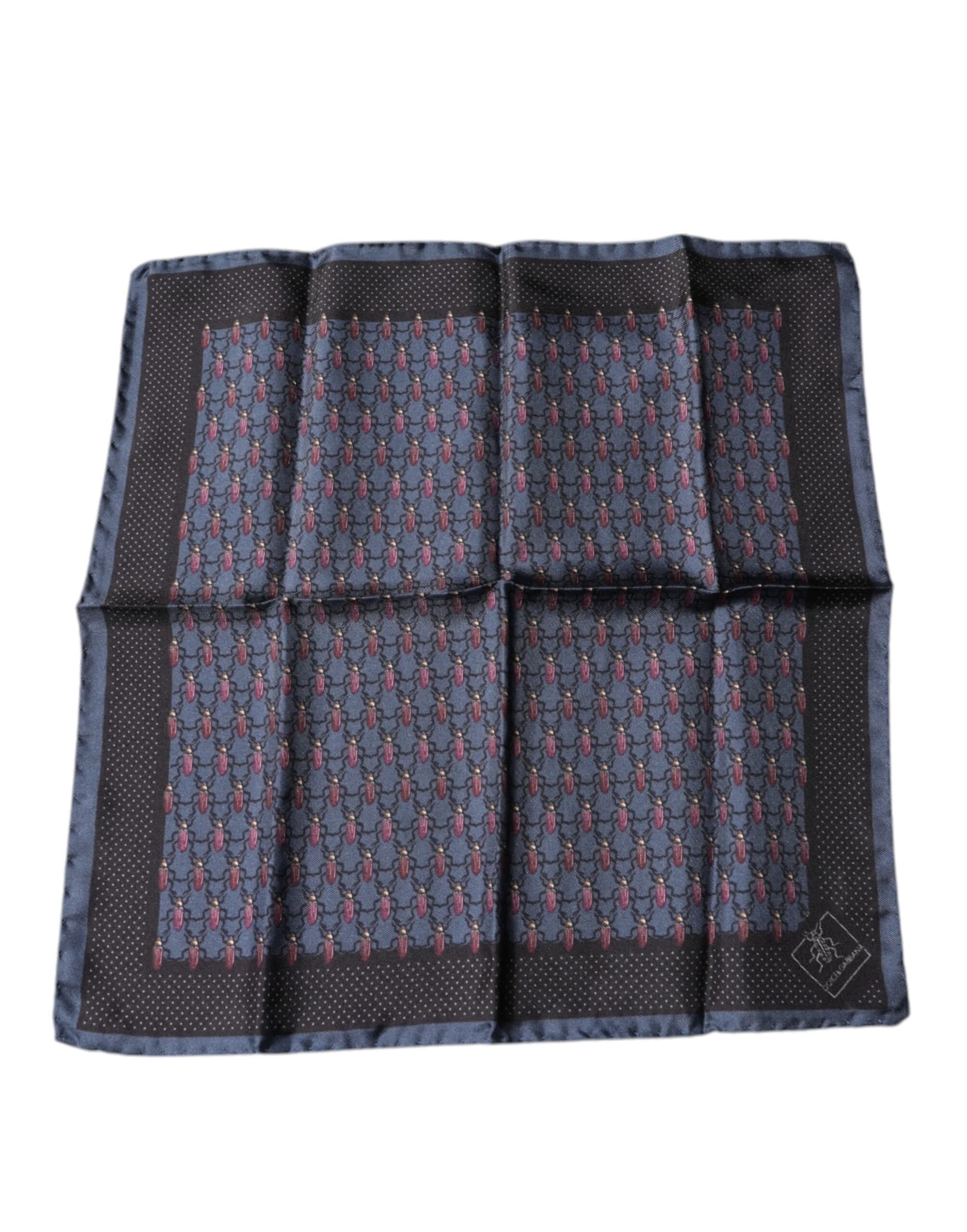 Dark Blue Beetle Square Handkerchief Scarf - 2