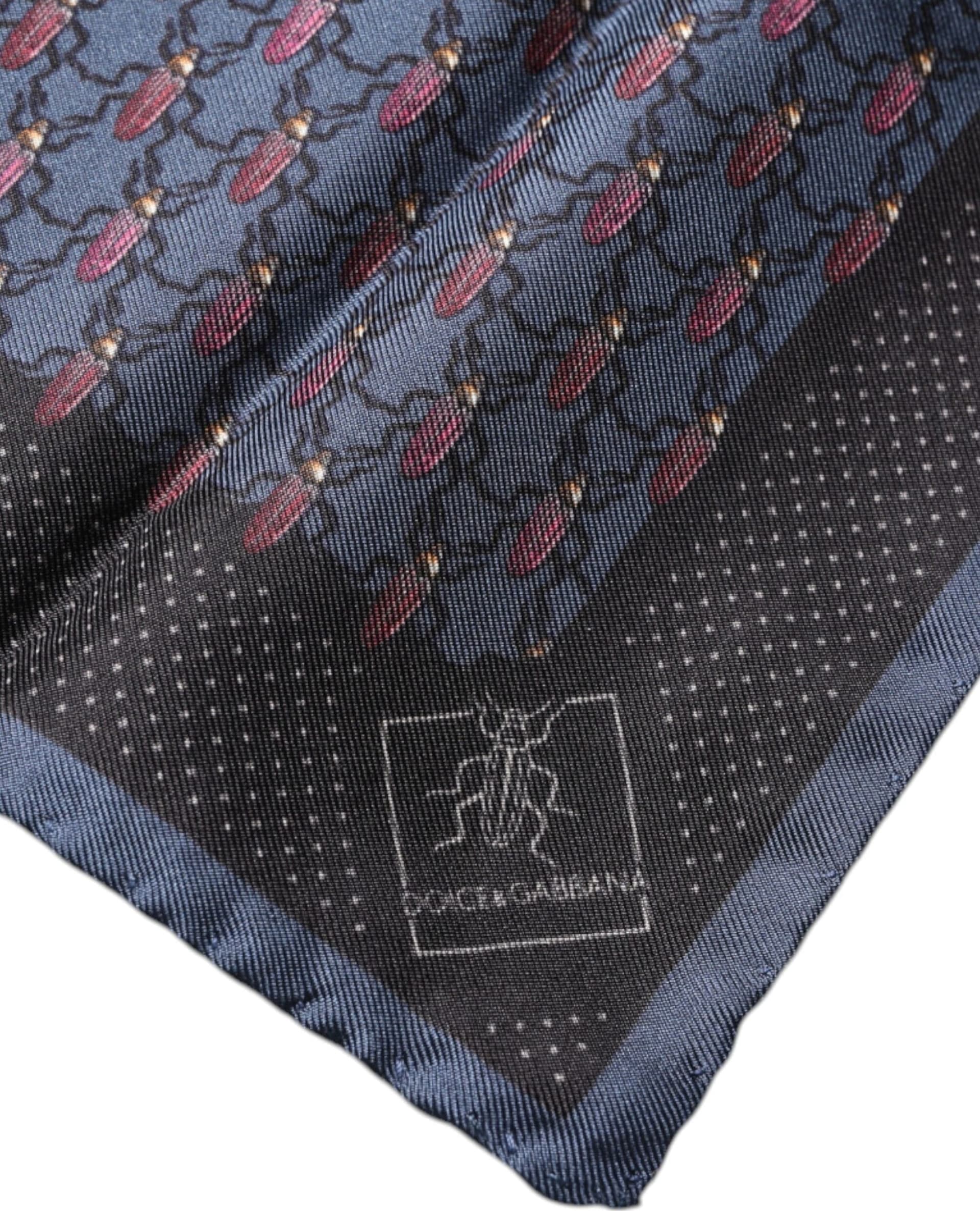 Dark Blue Beetle Square Handkerchief Scarf - 3
