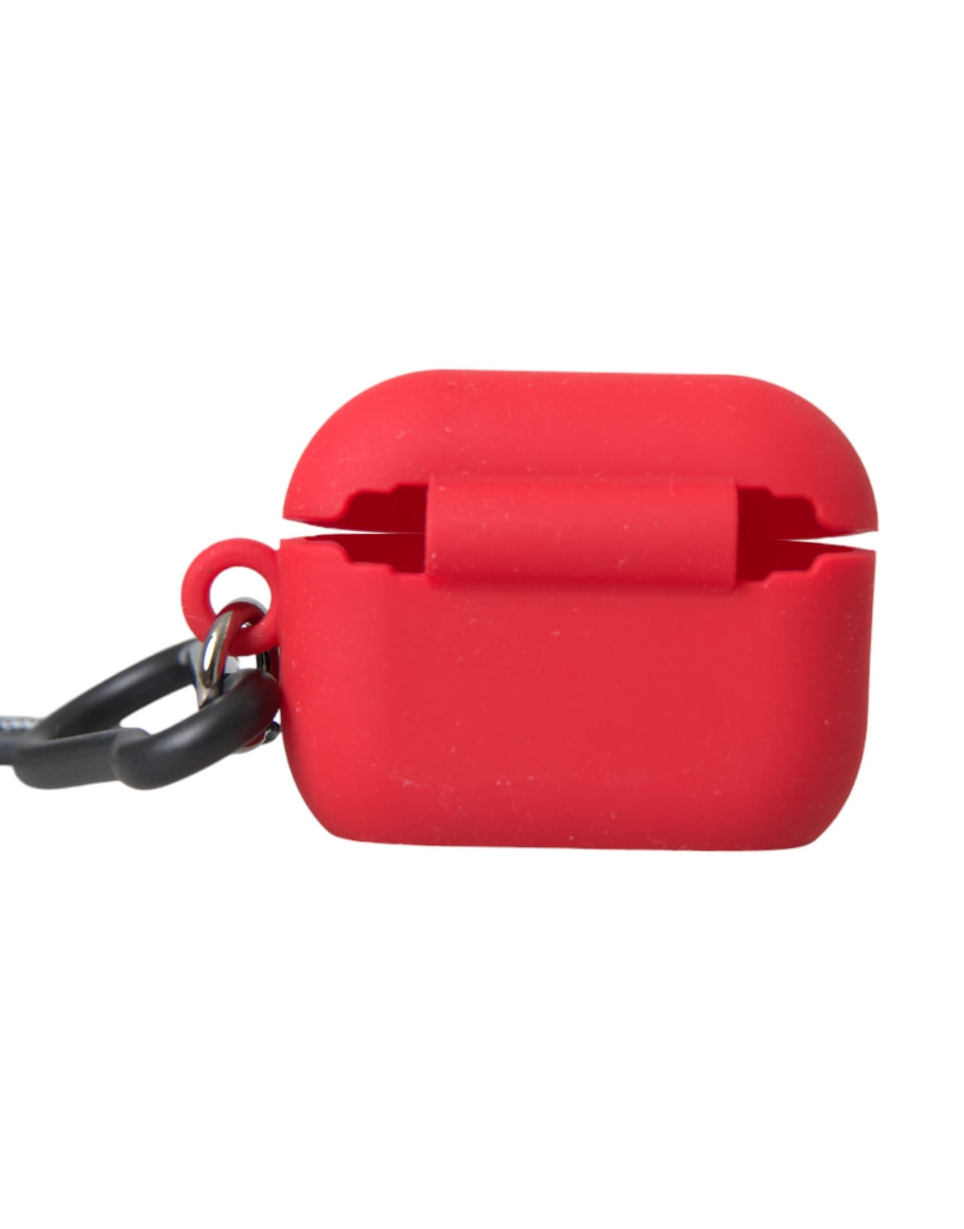 Red Silicone Rubber Logo Embossed Airpods Case - 4