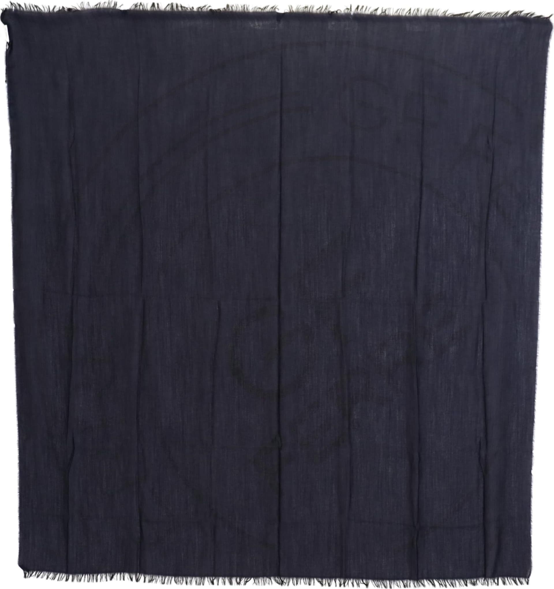 Dark Blue Wool Neck Wrap Shawl Fringes Scarf - 6