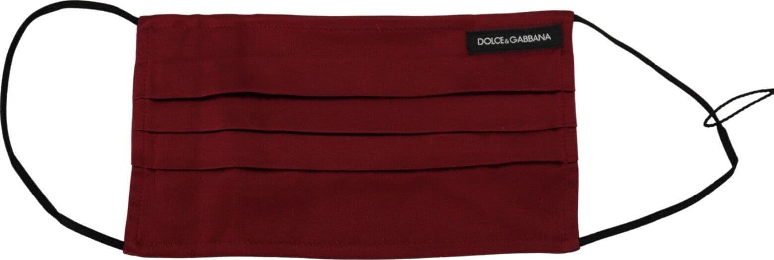 Maroon Silk Pleated Elastic Ear Strap One Size Face Mask
