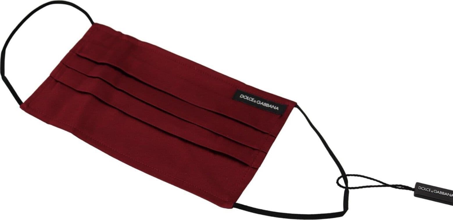 Maroon Silk Pleated Elastic Ear Strap One Size Face Mask - 2