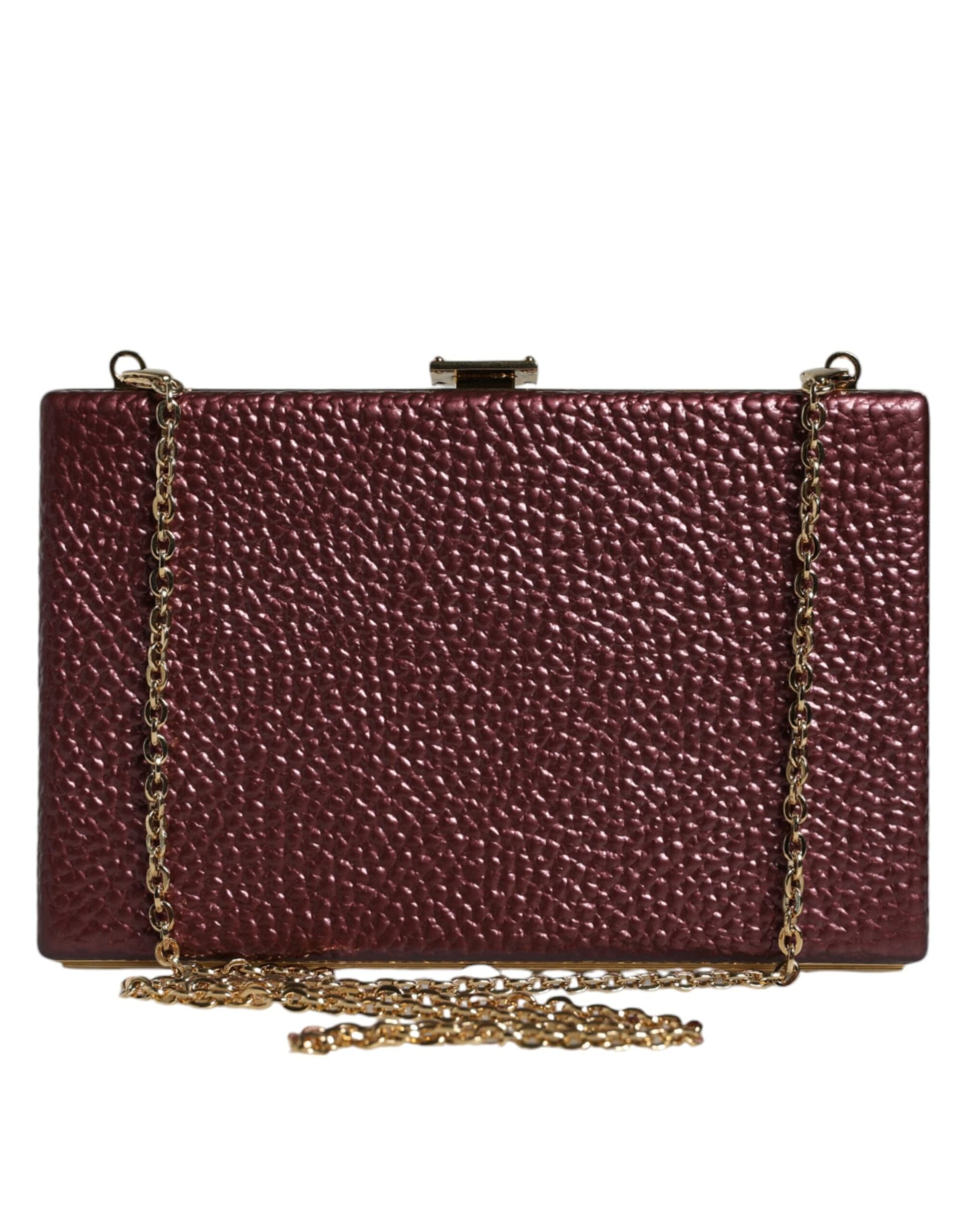 Maroon Leather Clutch Evening Crossbody Bag - 3