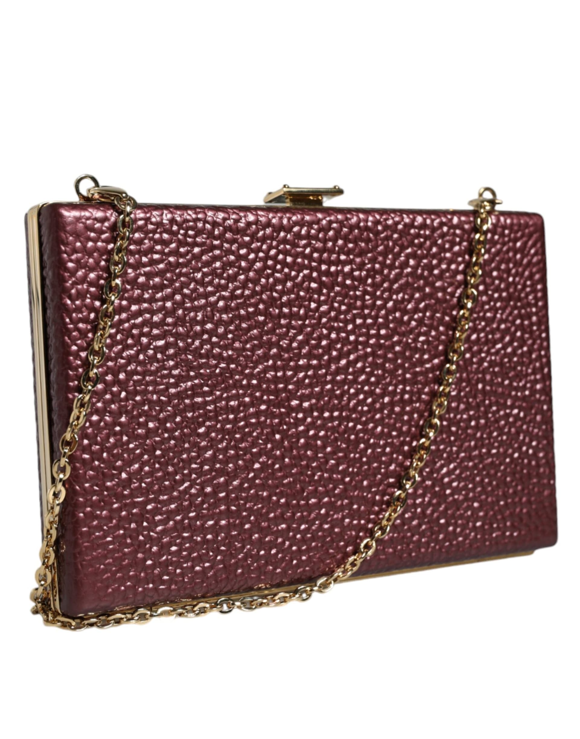 Maroon Leather Clutch Evening Crossbody Bag - 4