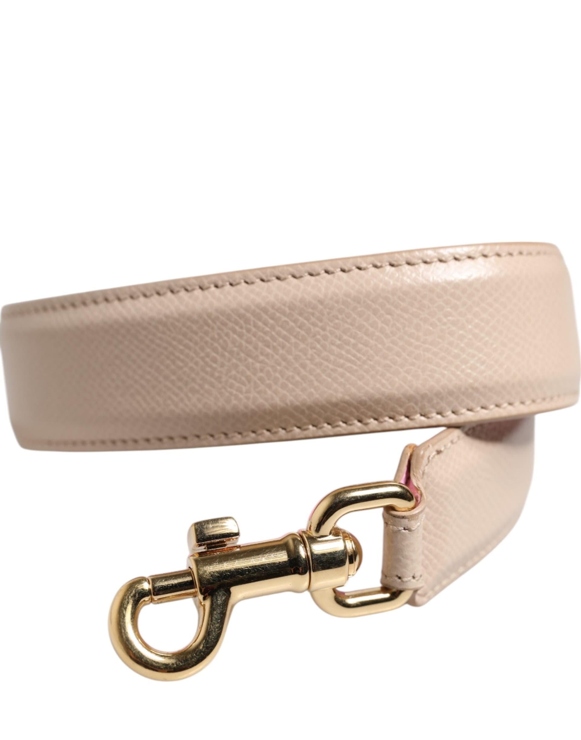 Beige Pink Leather Handbag Accessory Shoulder Strap - 3