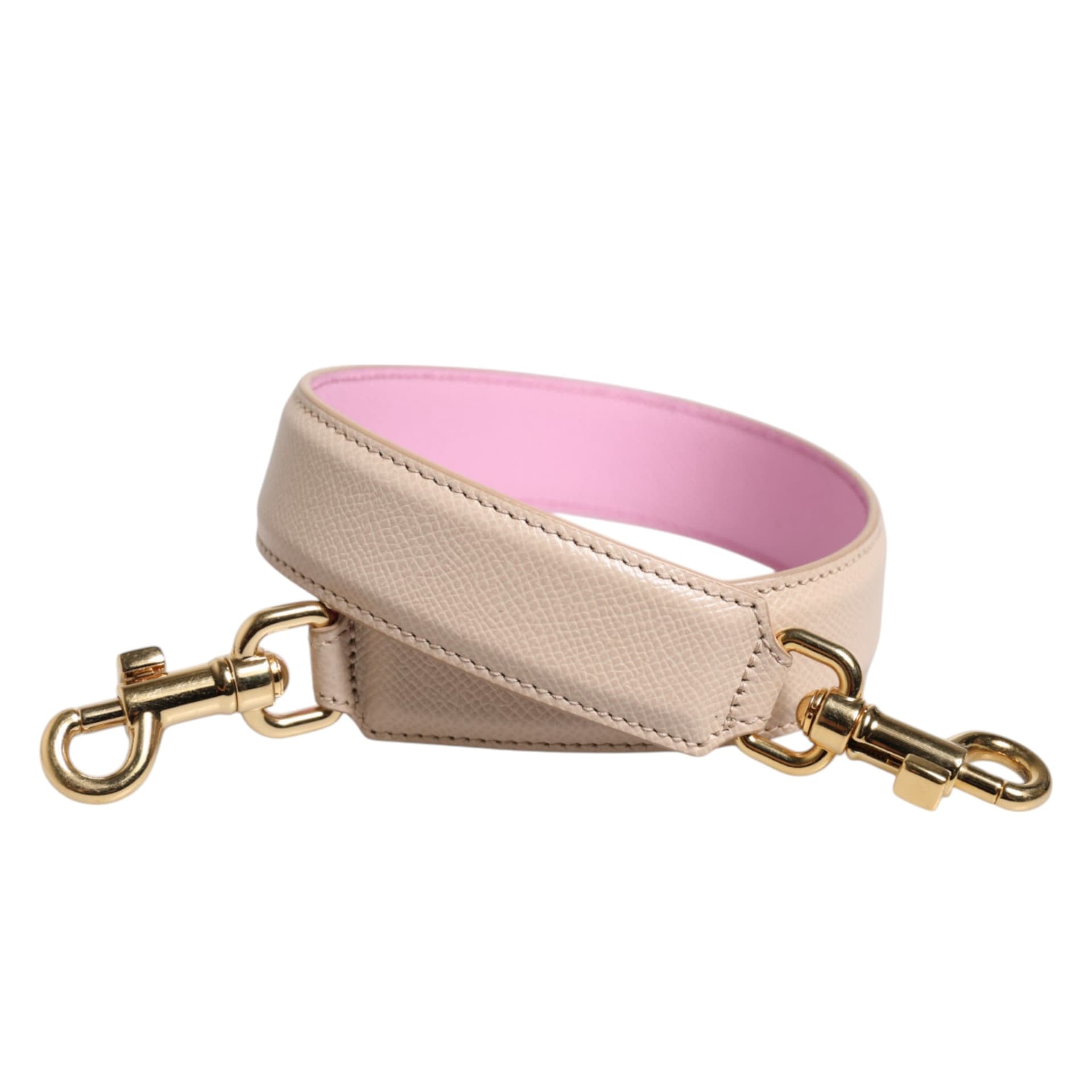 Beige Pink Leather Handbag Accessory Shoulder Strap - 5