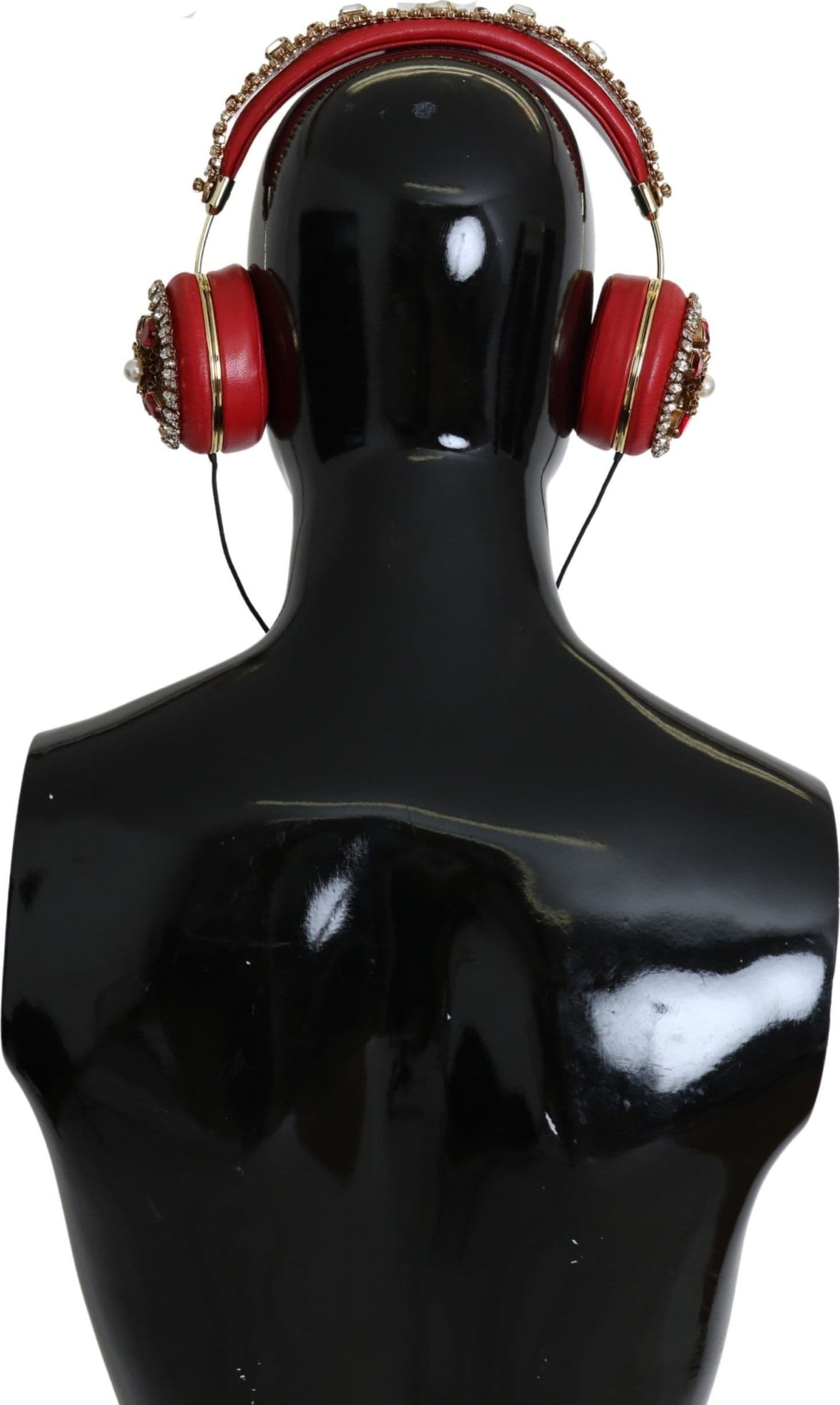 FRENDS Leather Red Floral Crystal Headset Headphones