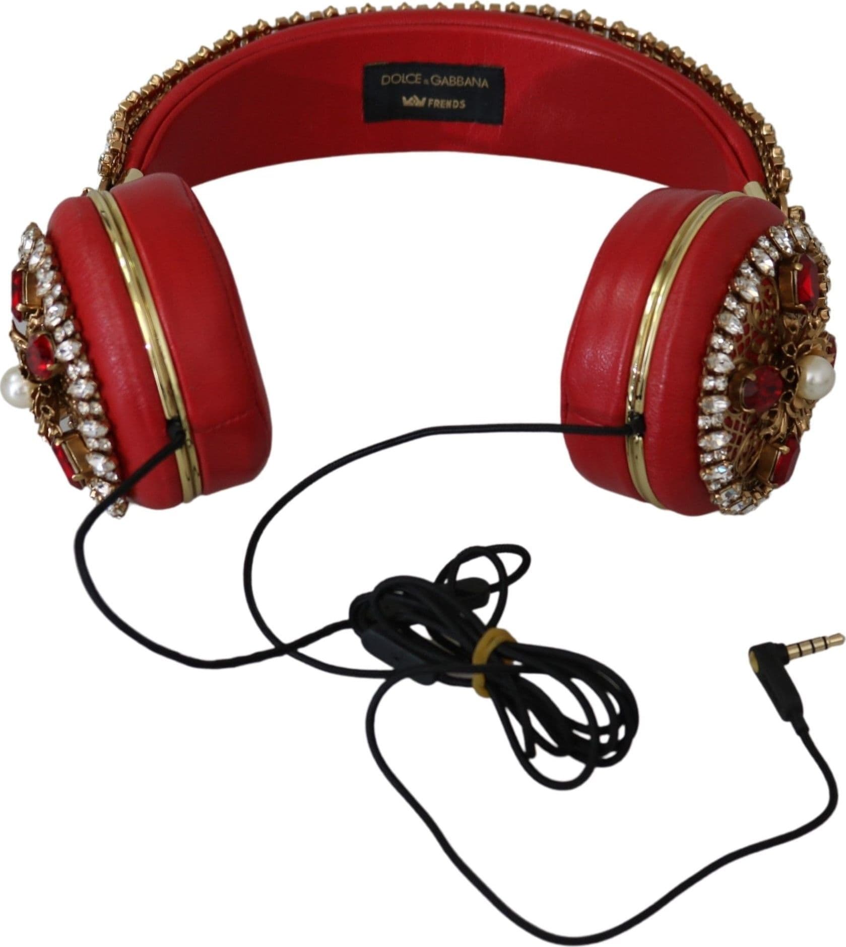 FRENDS Leather Red Floral Crystal Headset Headphones - 2