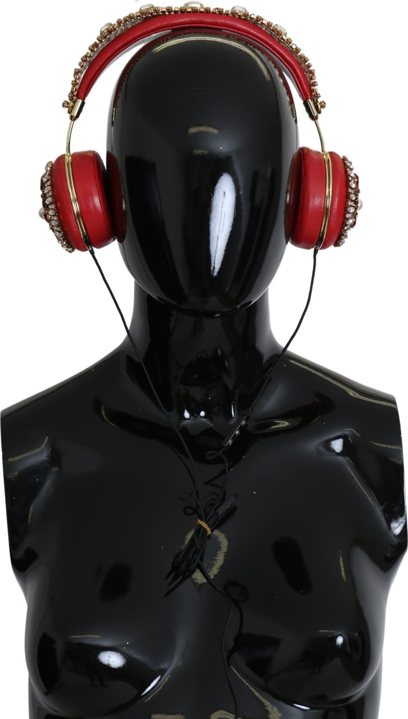 FRENDS Leather Red Floral Crystal Headset Headphones - 3