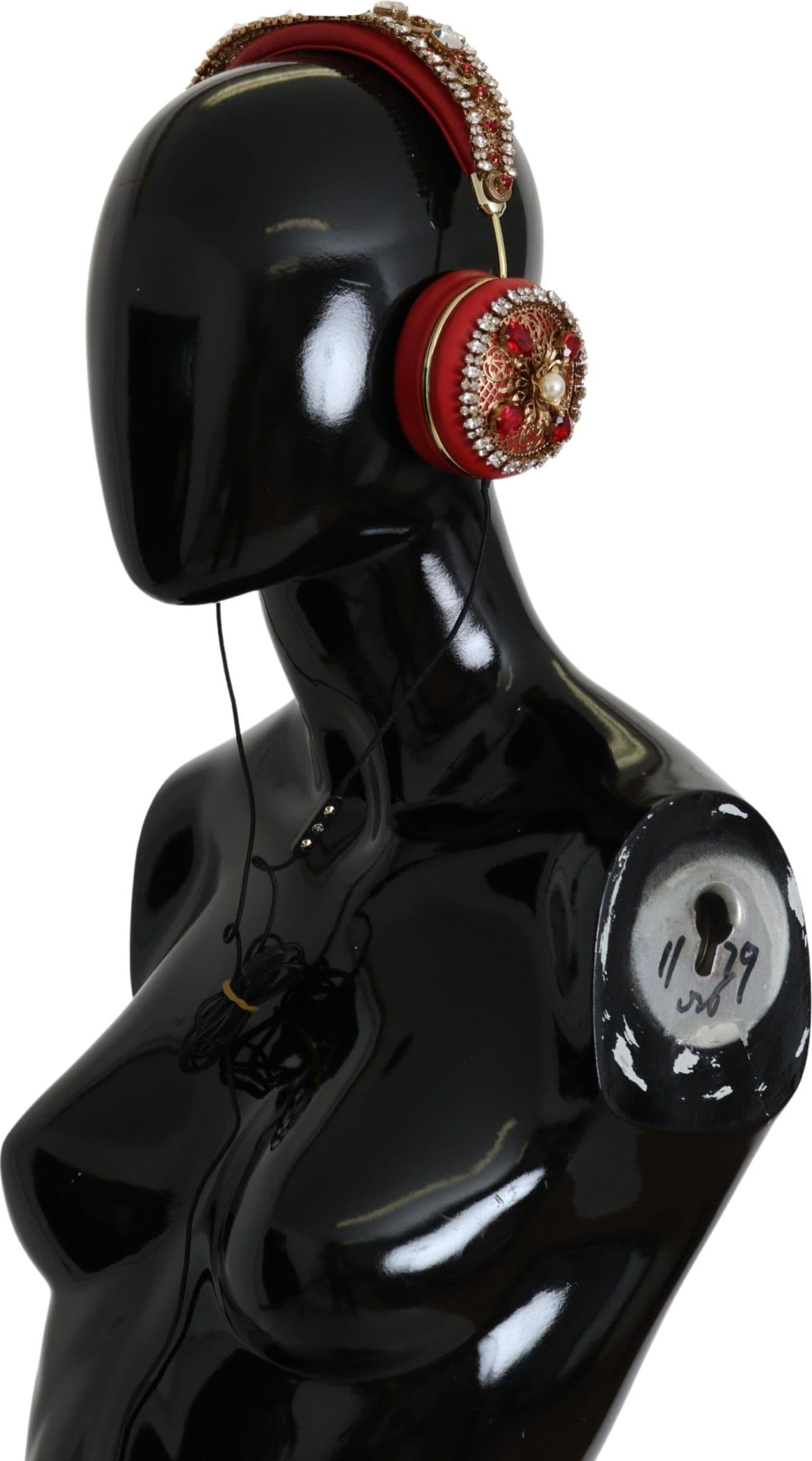 FRENDS Leather Red Floral Crystal Headset Headphones - 4
