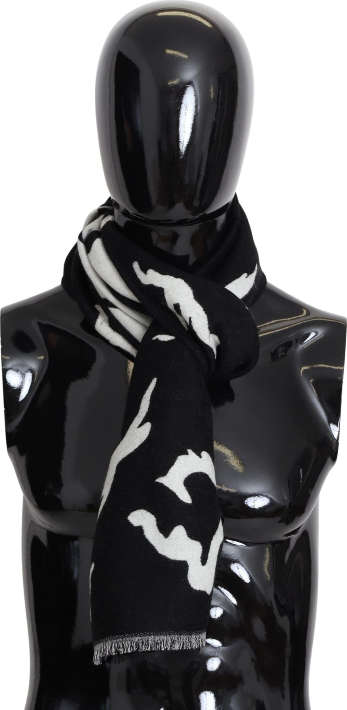 Black White Wool Unisex Winter Warm Scarf Wrap Shawl - 4