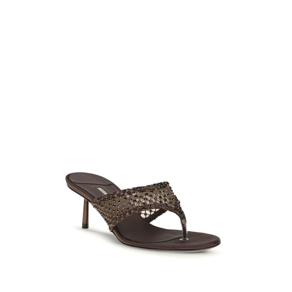Brown Goatskin Stiletto Heel Sandals - 2