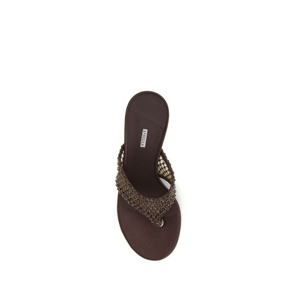 Brown Goatskin Stiletto Heel Sandals - 4