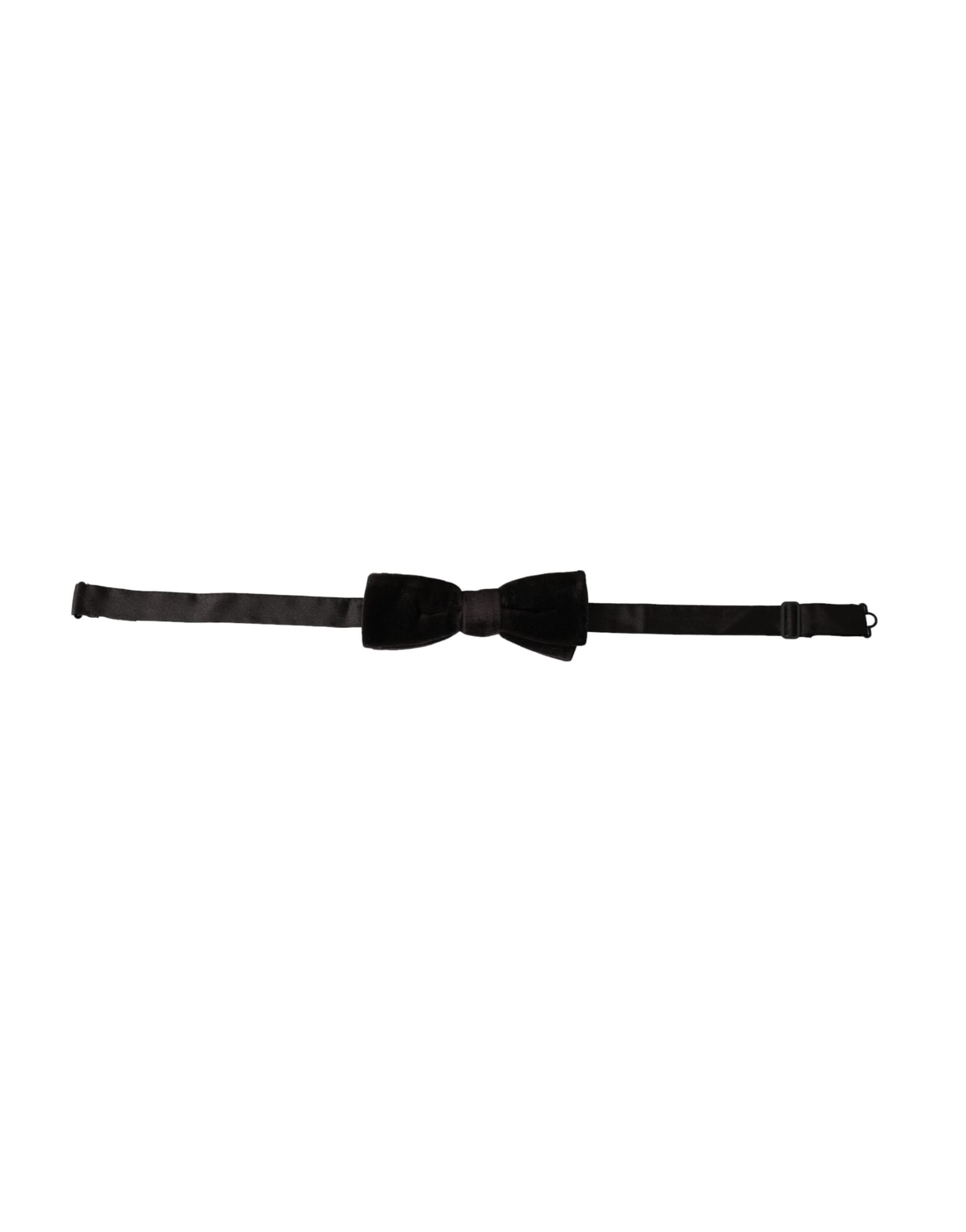 Black Velvet Cotton Adjustable Neck Men Bow Tie - 2