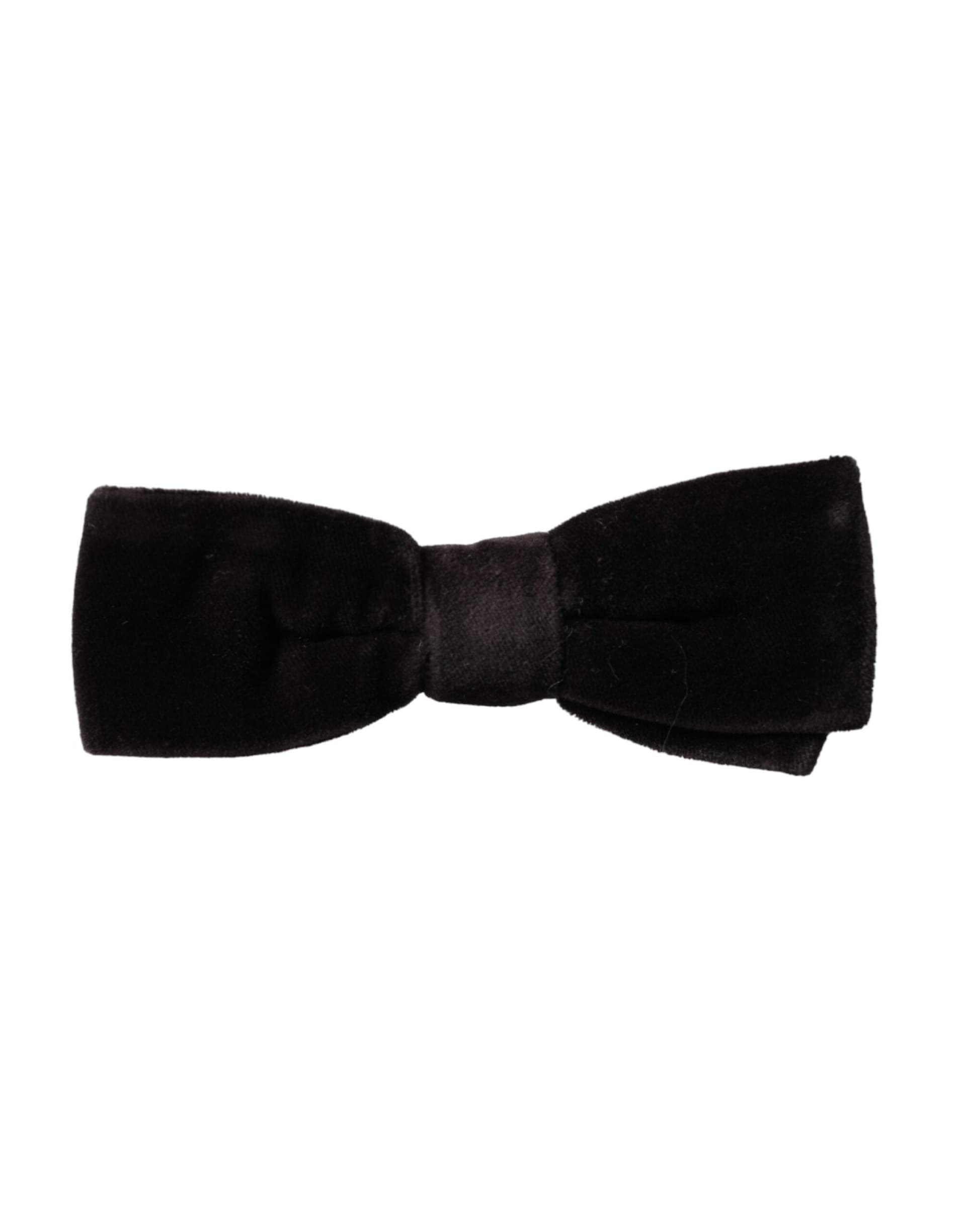Black Velvet Cotton Adjustable Neck Men Bow Tie - 5