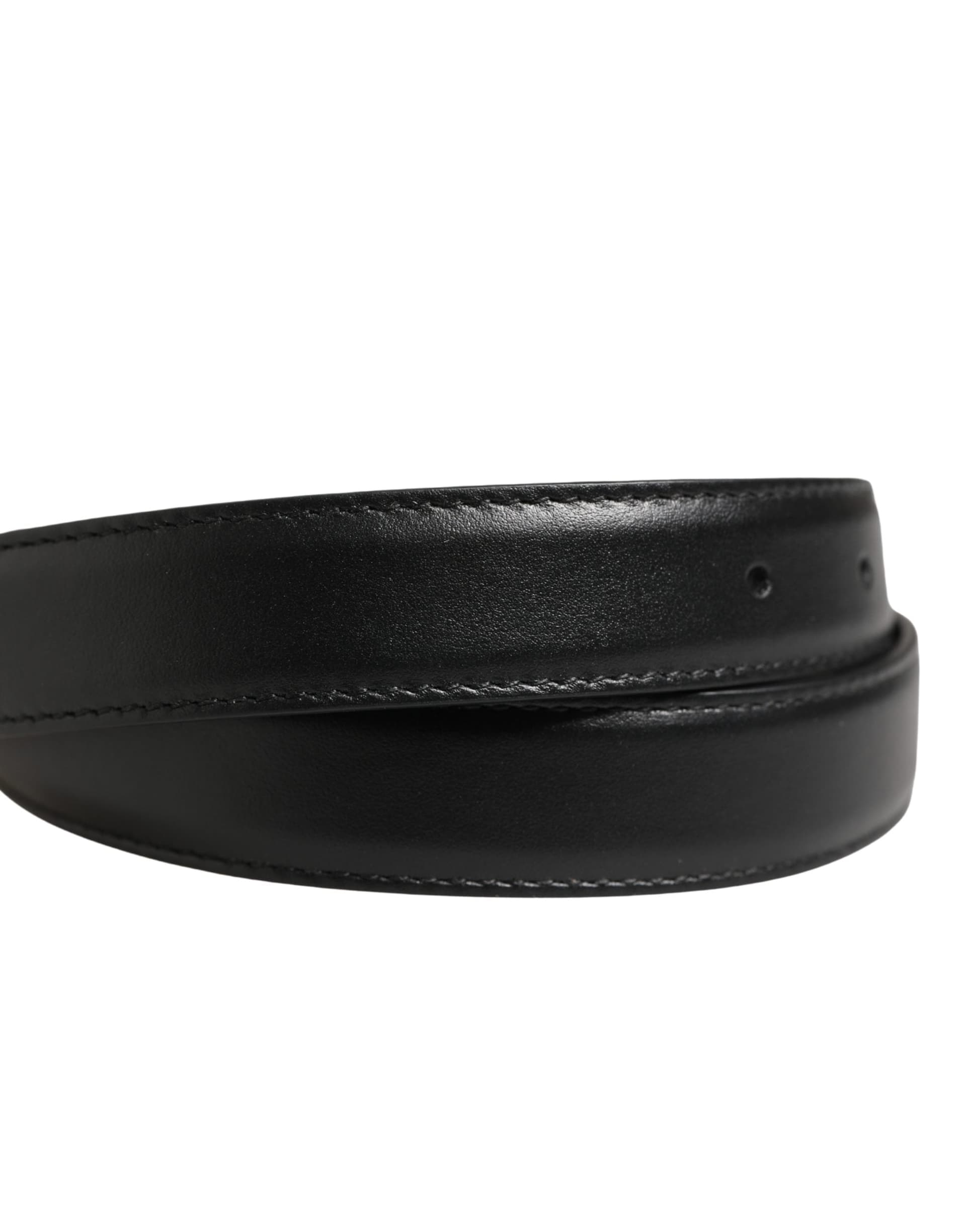 Men Black Classic Leather Metal Buckle Belt - 5