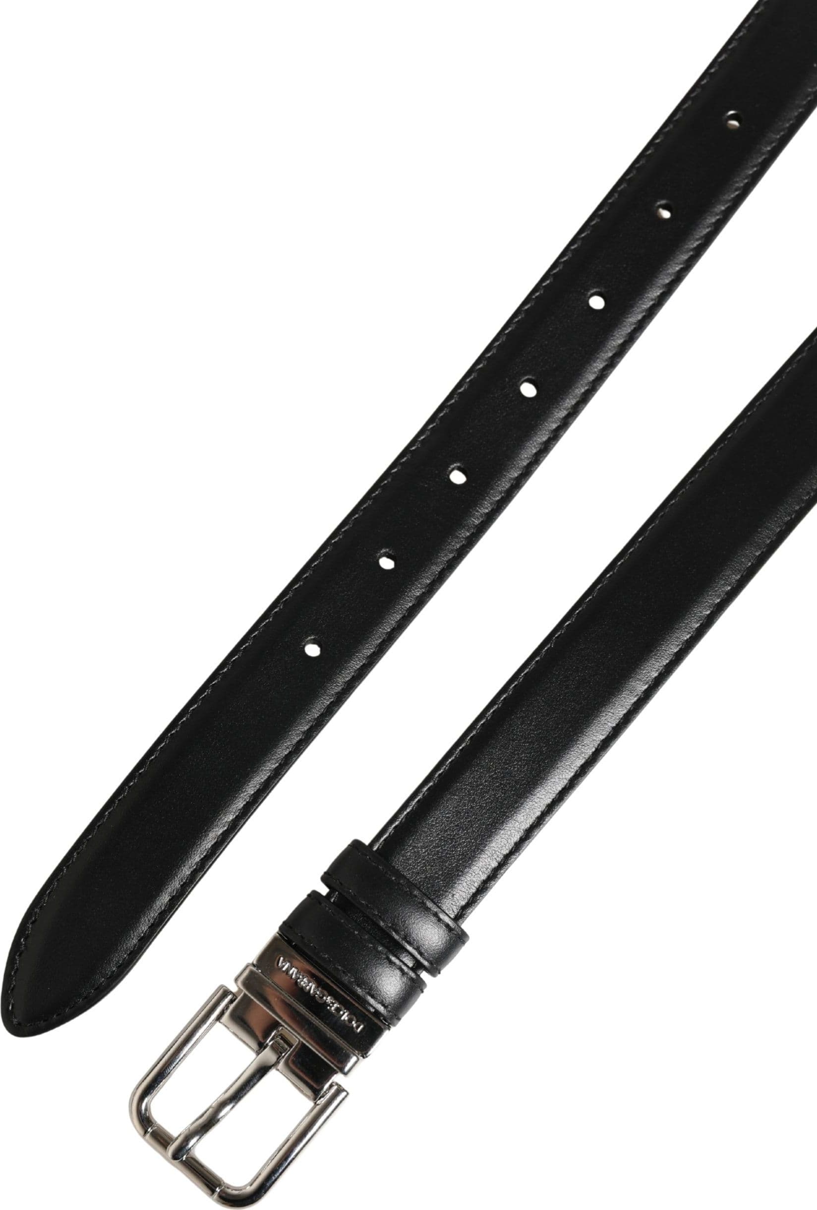 Men Black Classic Leather Metal Buckle Belt - 7