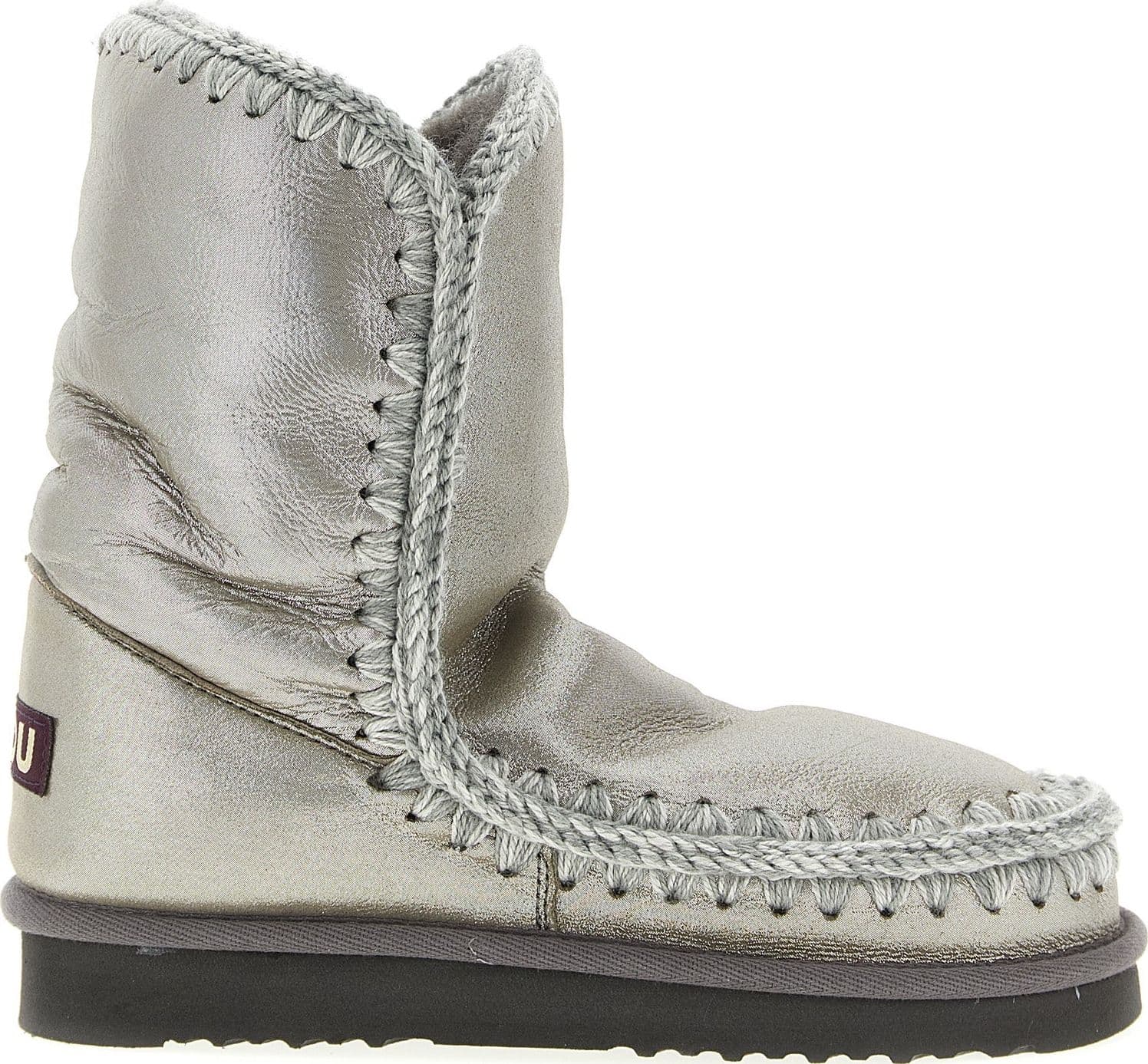 Silver Lambskin Ankle Boots