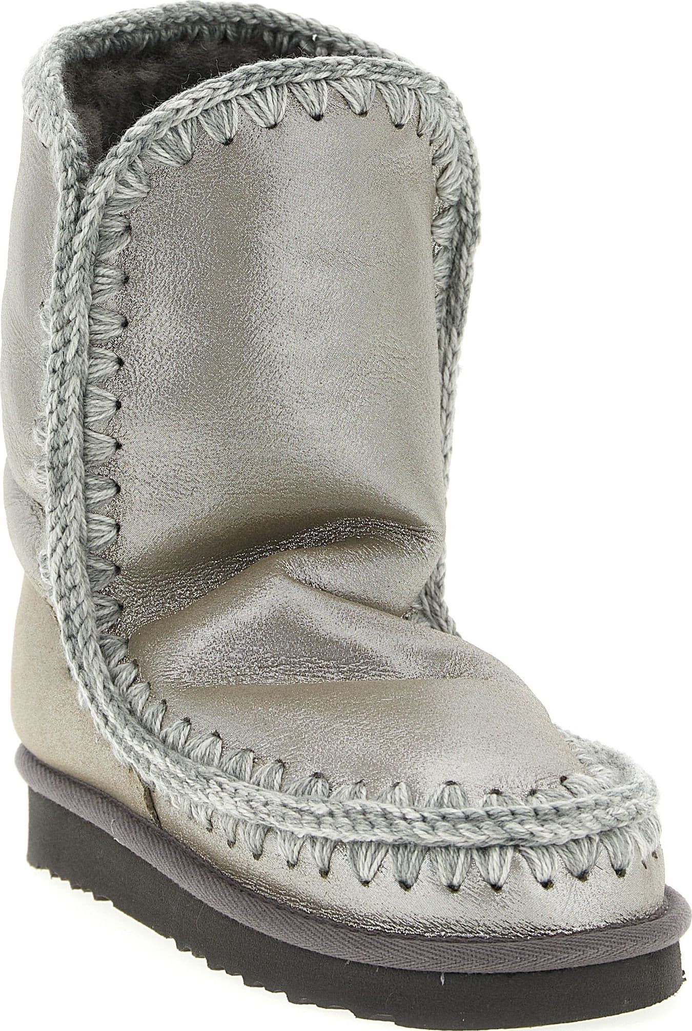 Silver Lambskin Ankle Boots - 2
