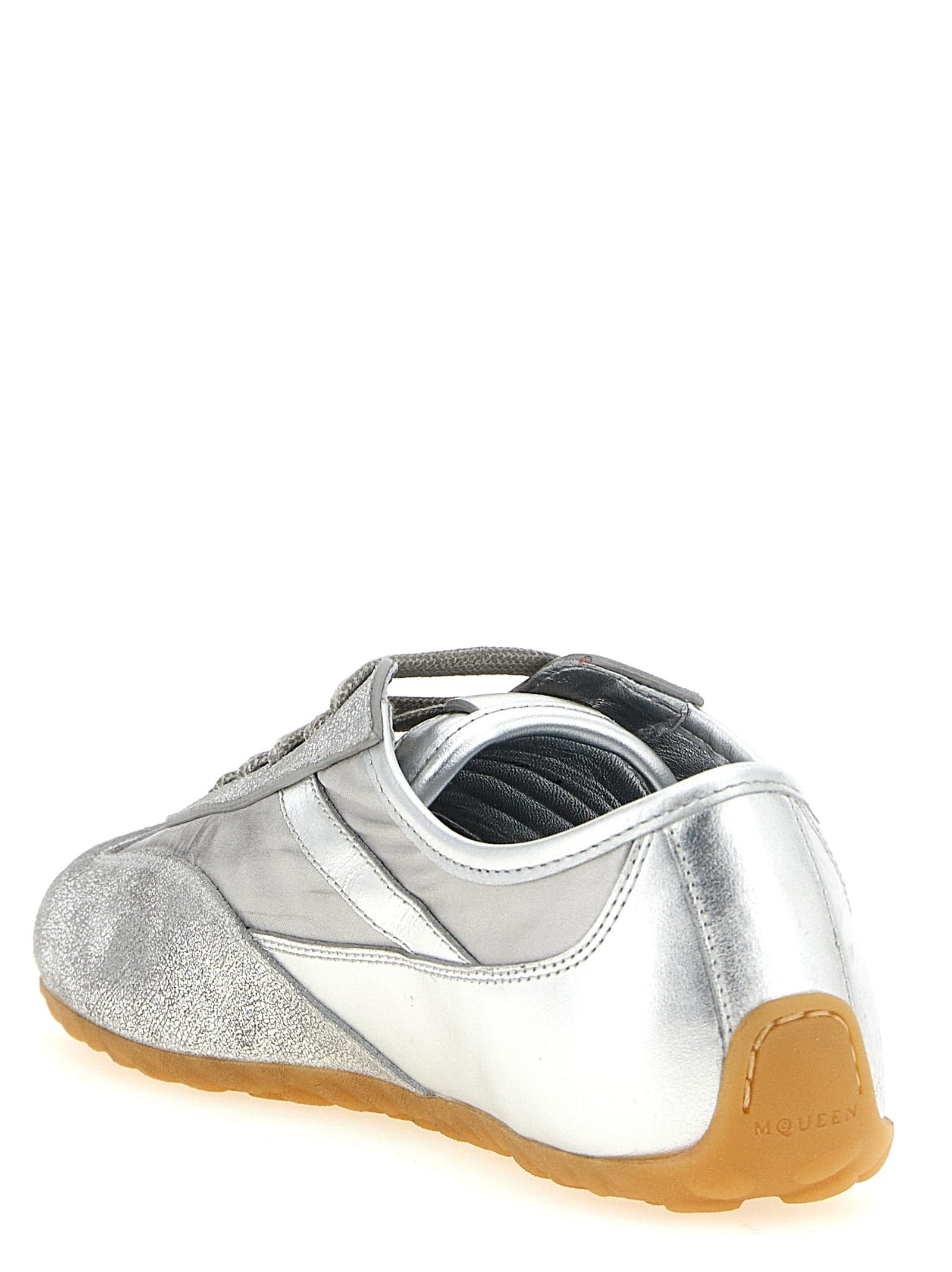 Silver Leather Athletic Sneakers - 3