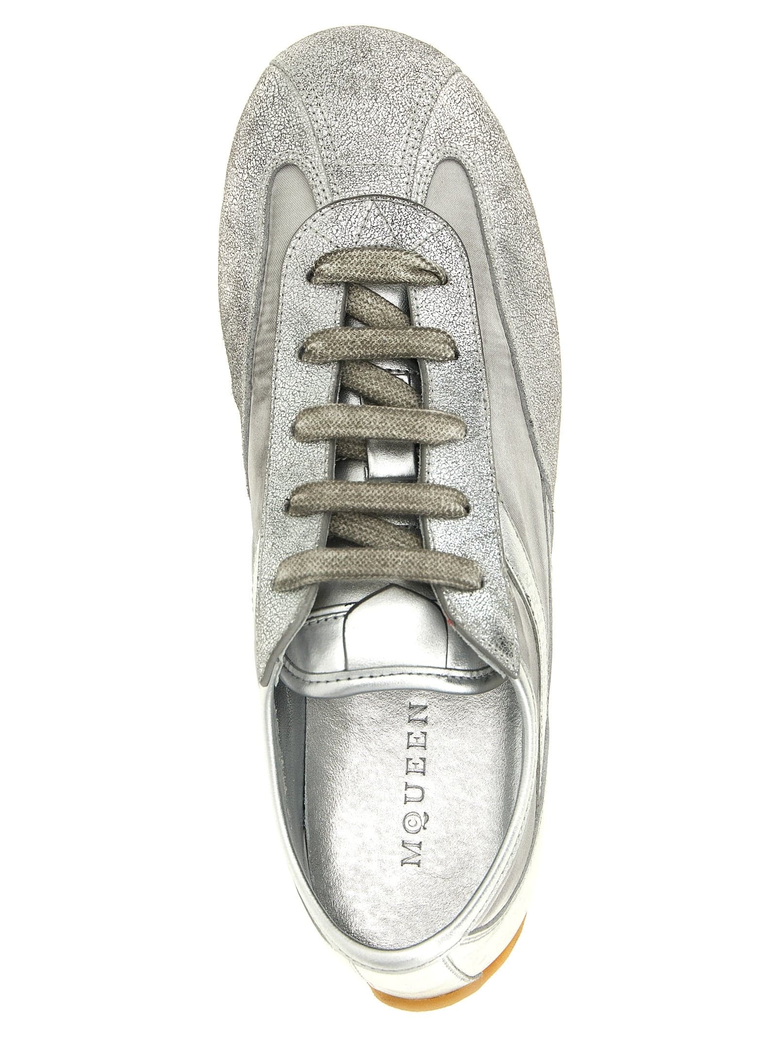 Silver Leather Athletic Sneakers - 4