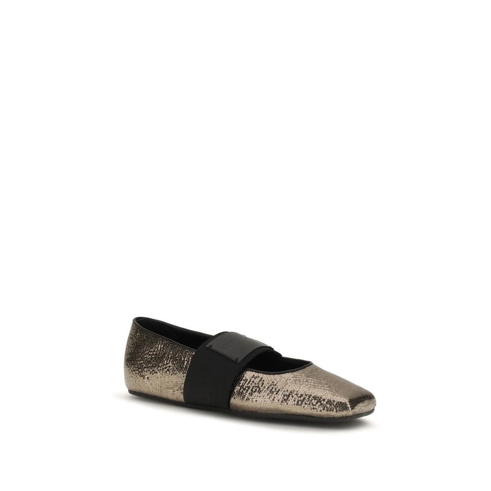 Gold Calf Leather Bos Taurus Ballet Flats - 2