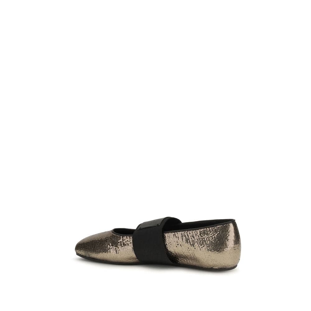 Gold Calf Leather Bos Taurus Ballet Flats - 3