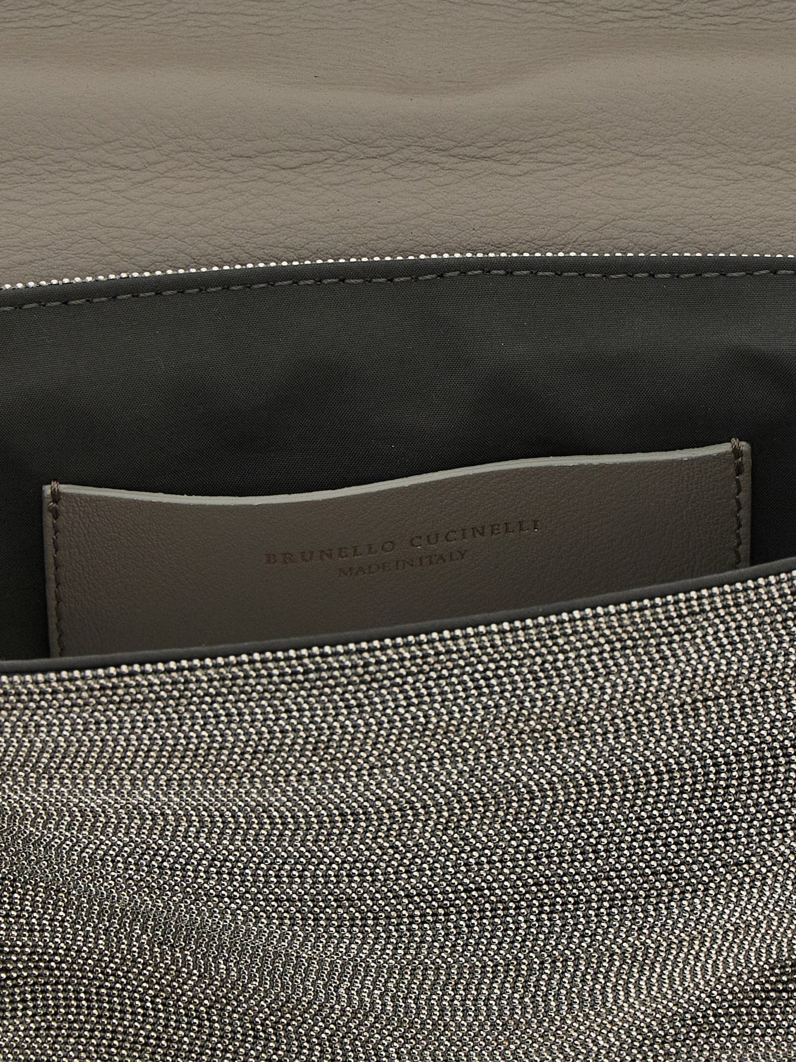 Silver Leather Clutch Bag - 4