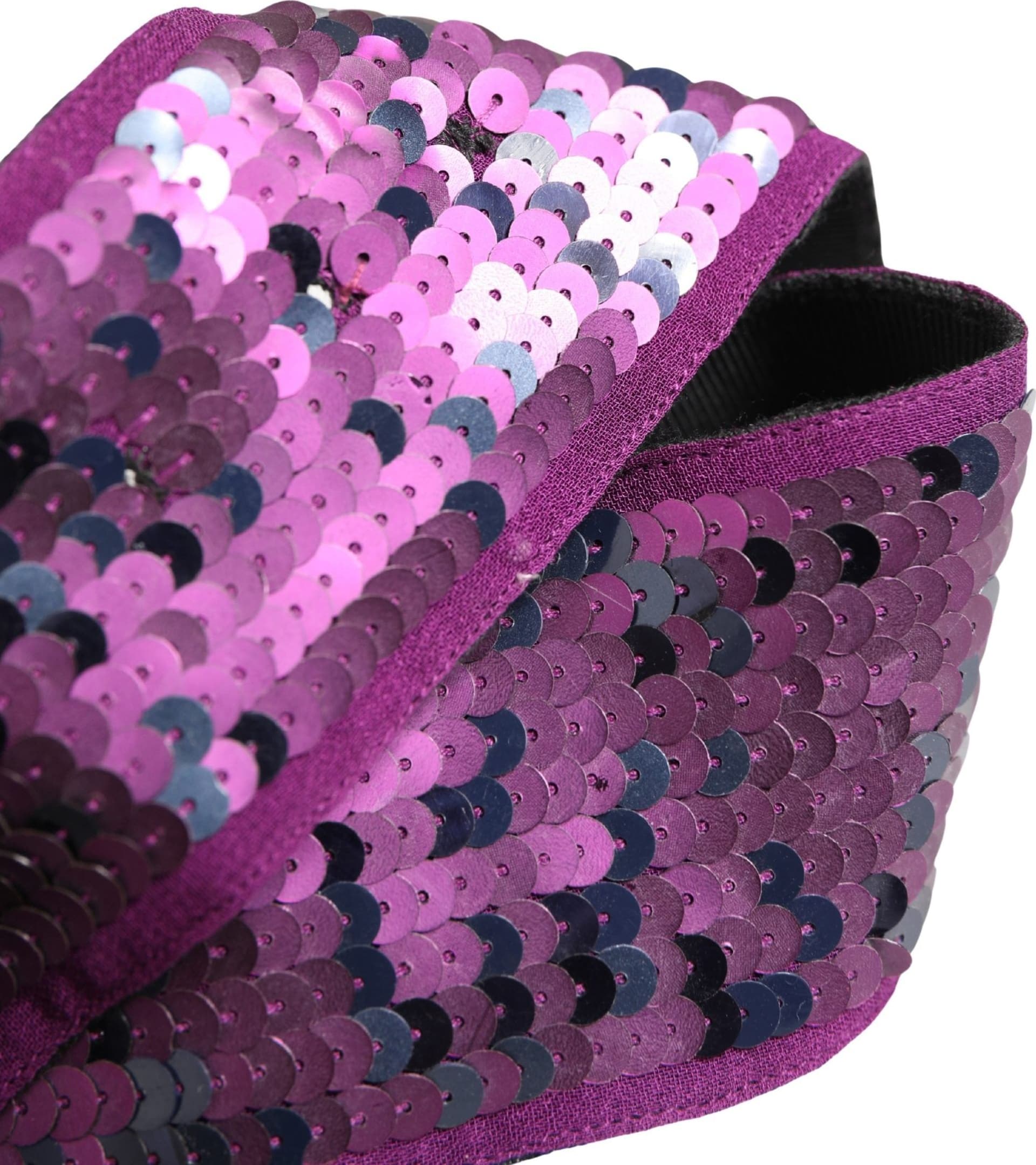 Women Purple Sequined Silver Metal Buckle Belt - 5