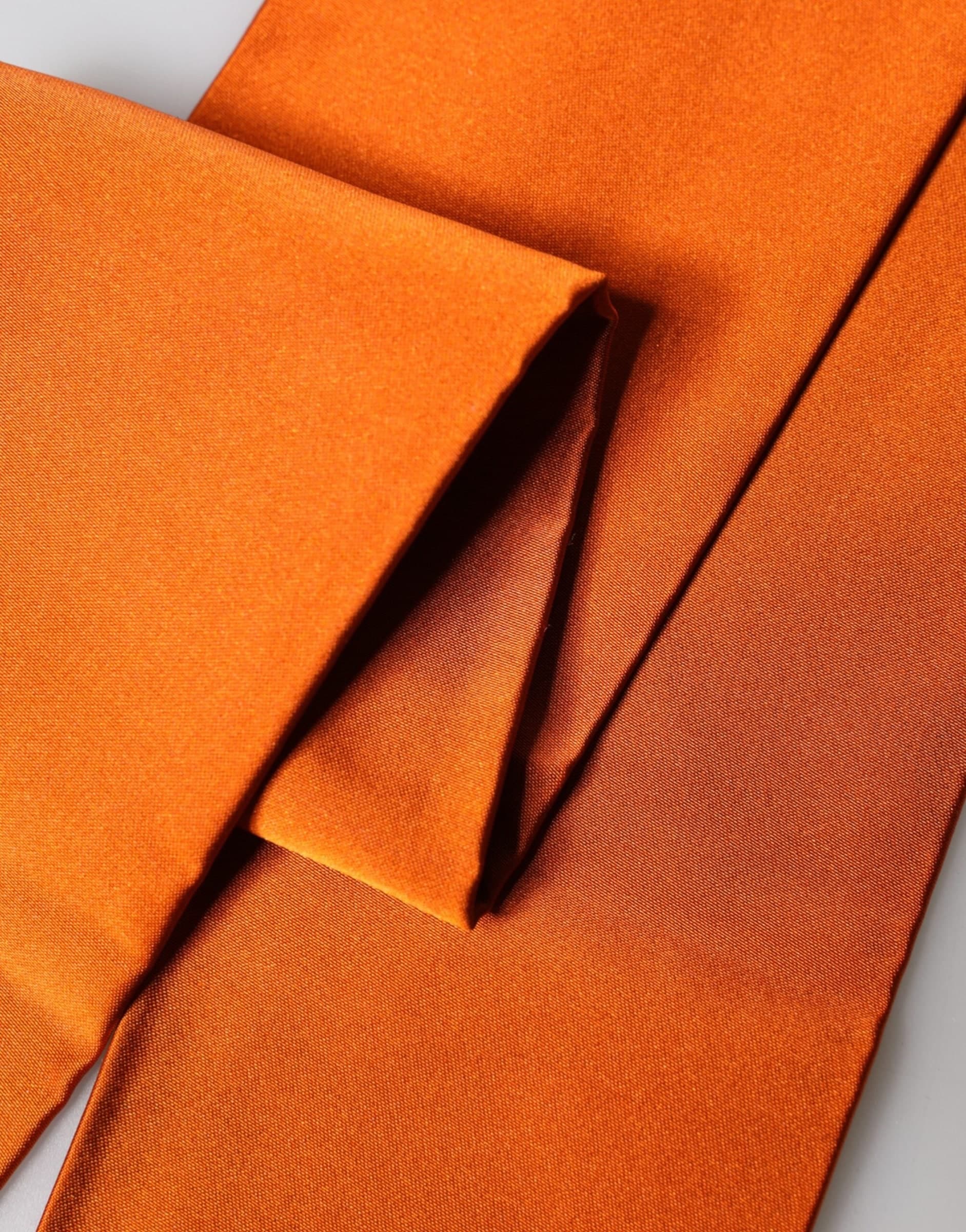 Orange Silk Fringes Neck Wrap Foulard Scarf - 4