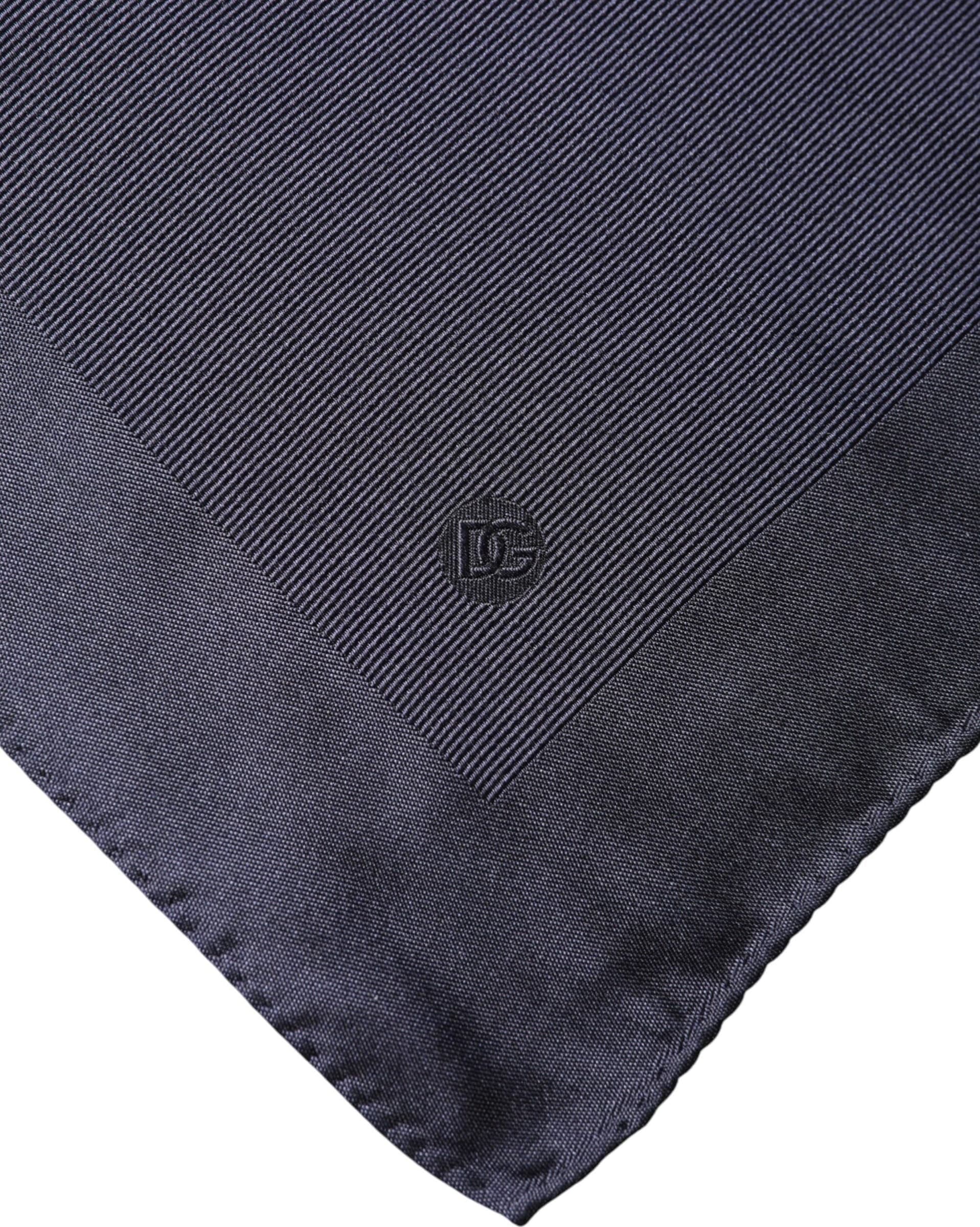Blue Logo Silk Men Square Handkerchief Scarf - 4