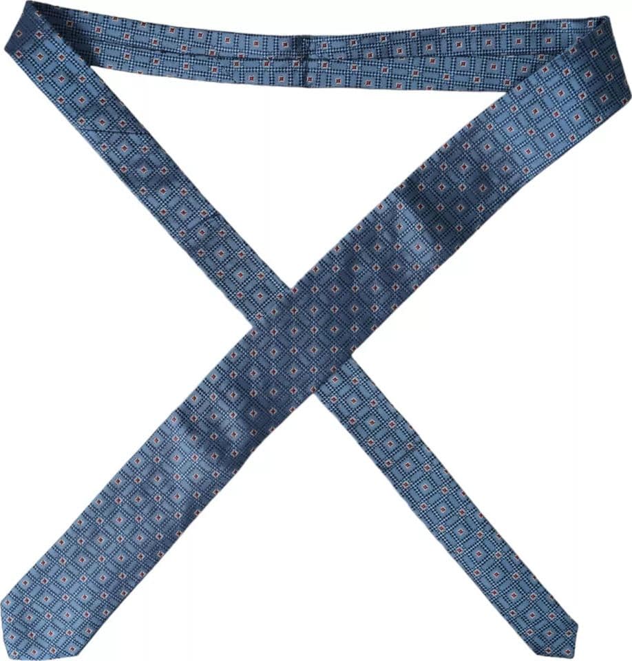 Blue Patterned 100% Silk Adjustable Men Tie - 4