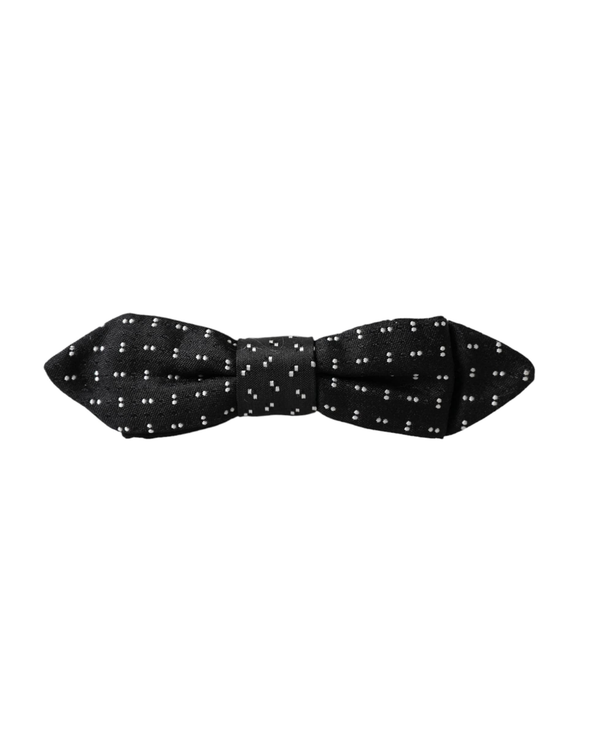 Black Silk Patterned Adjustable Neck Men Papillon Bow Tie - 6