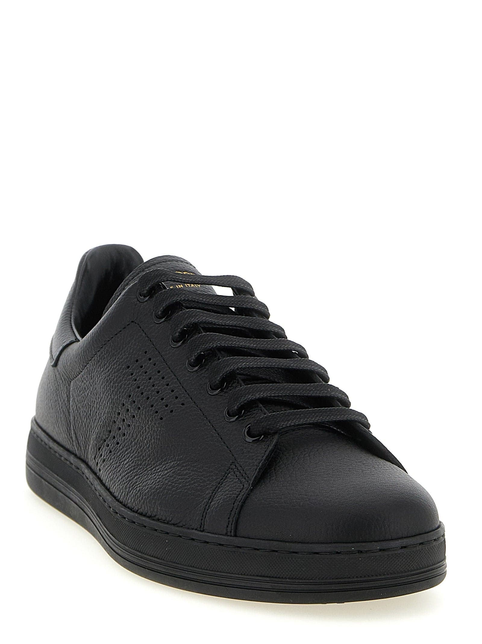 Black Leather Low Top Sneakers - 2