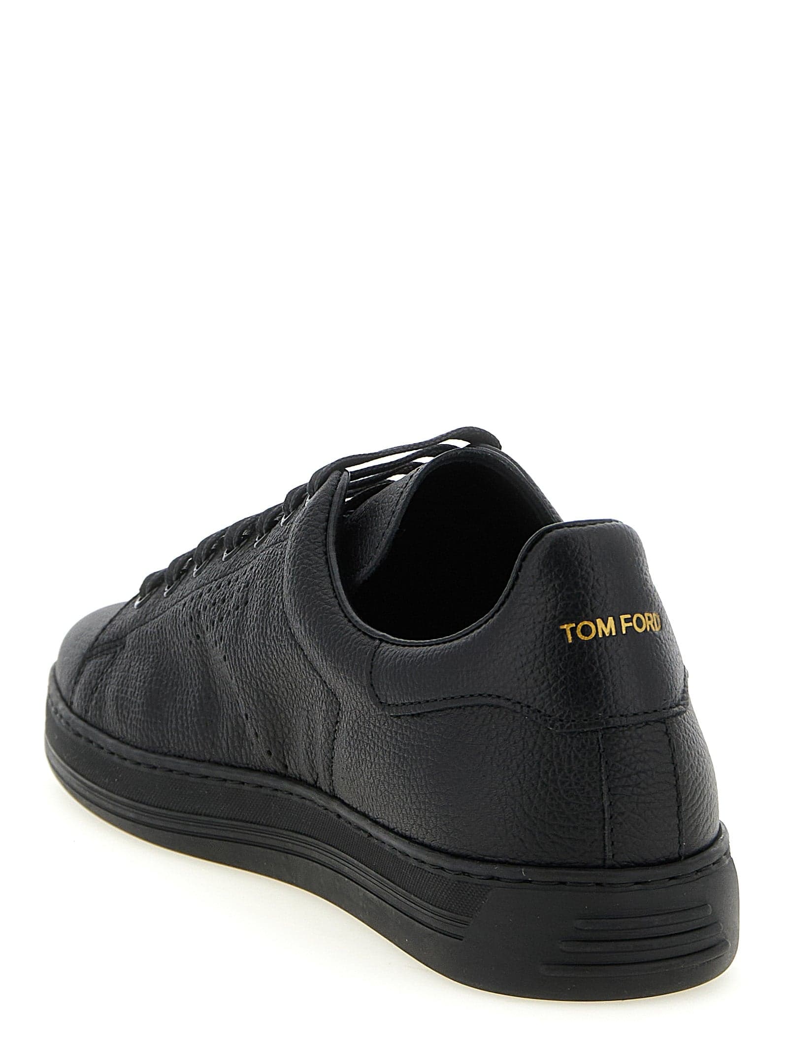 Black Leather Low Top Sneakers - 3