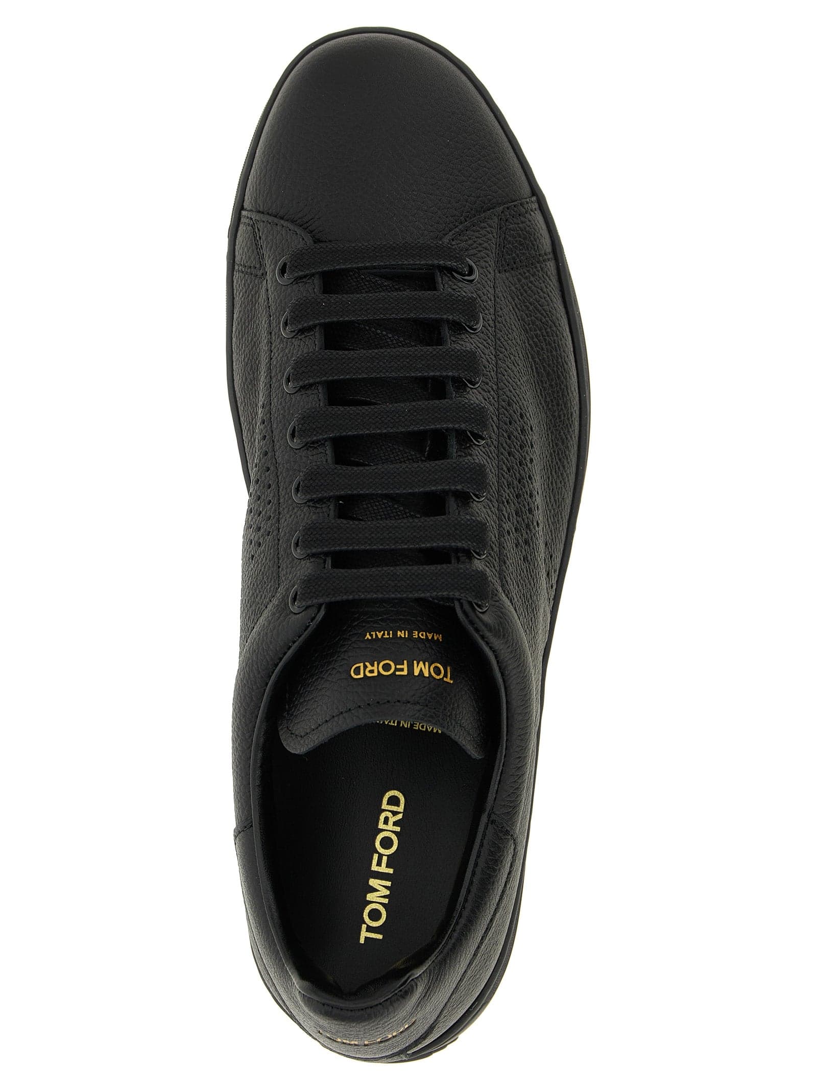 Black Leather Low Top Sneakers - 4