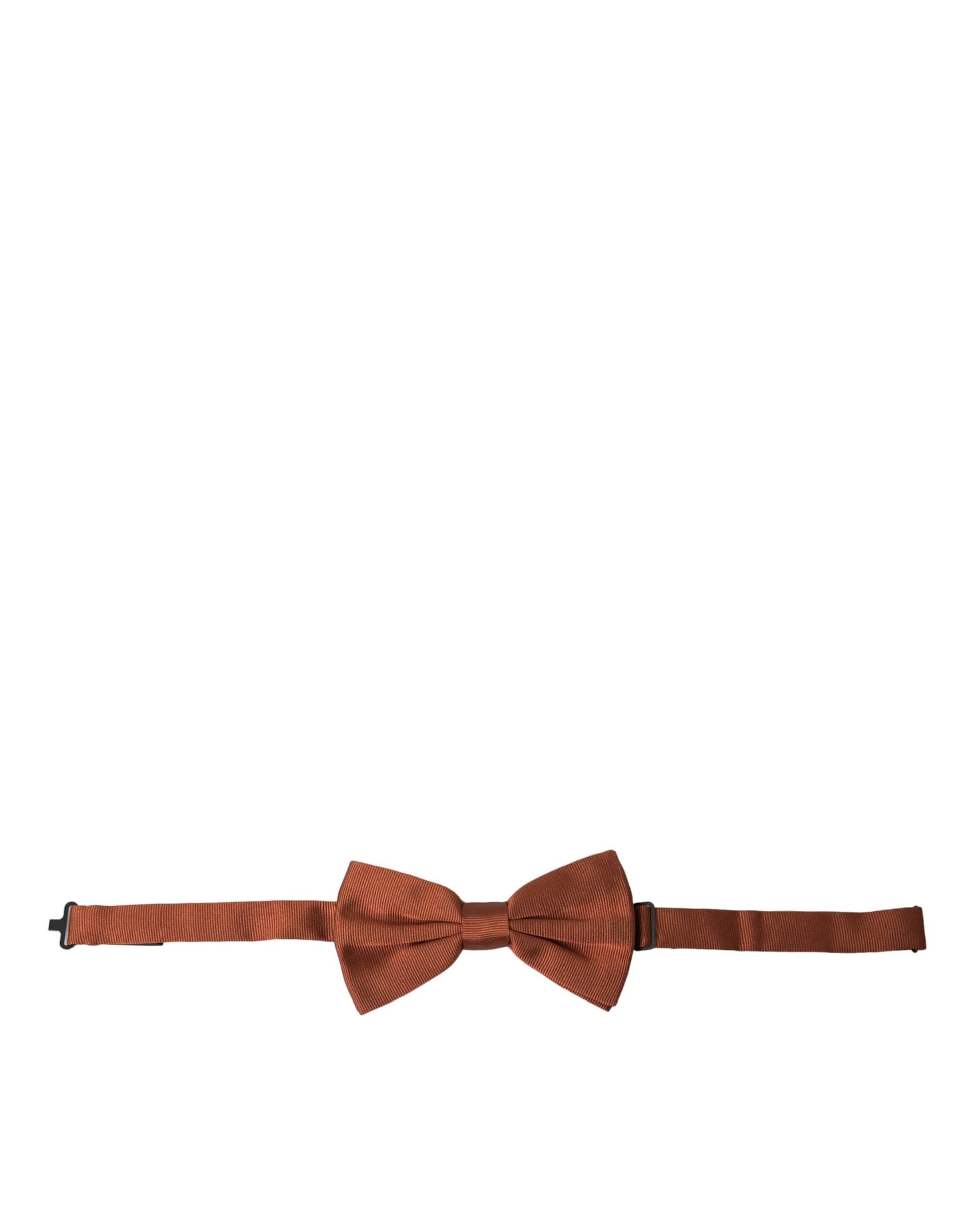 Brown Silk Adjustable Neck Men Bow Tie - 2