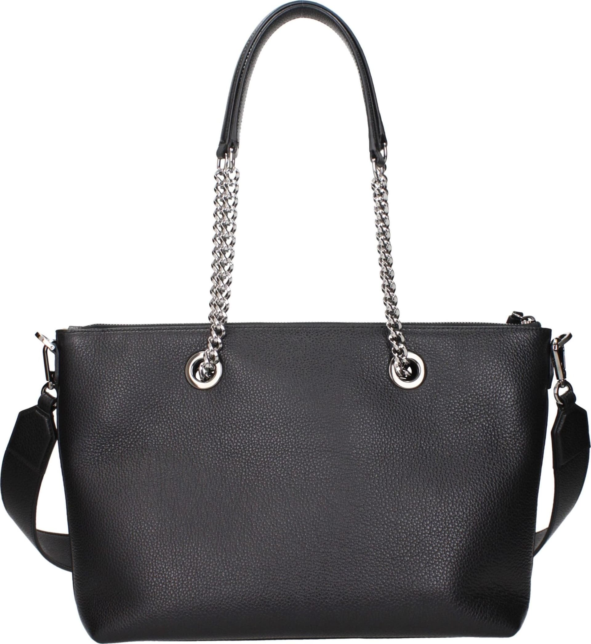Black Leather Shoulder Bag - 3