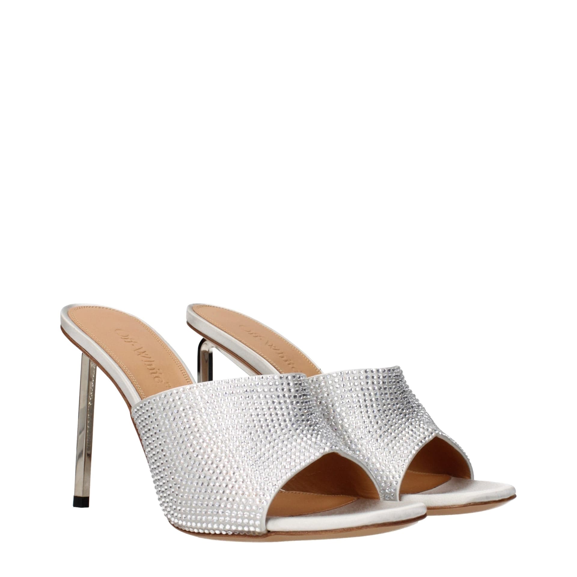 Gray Satin Stiletto Heel Sandals - 2