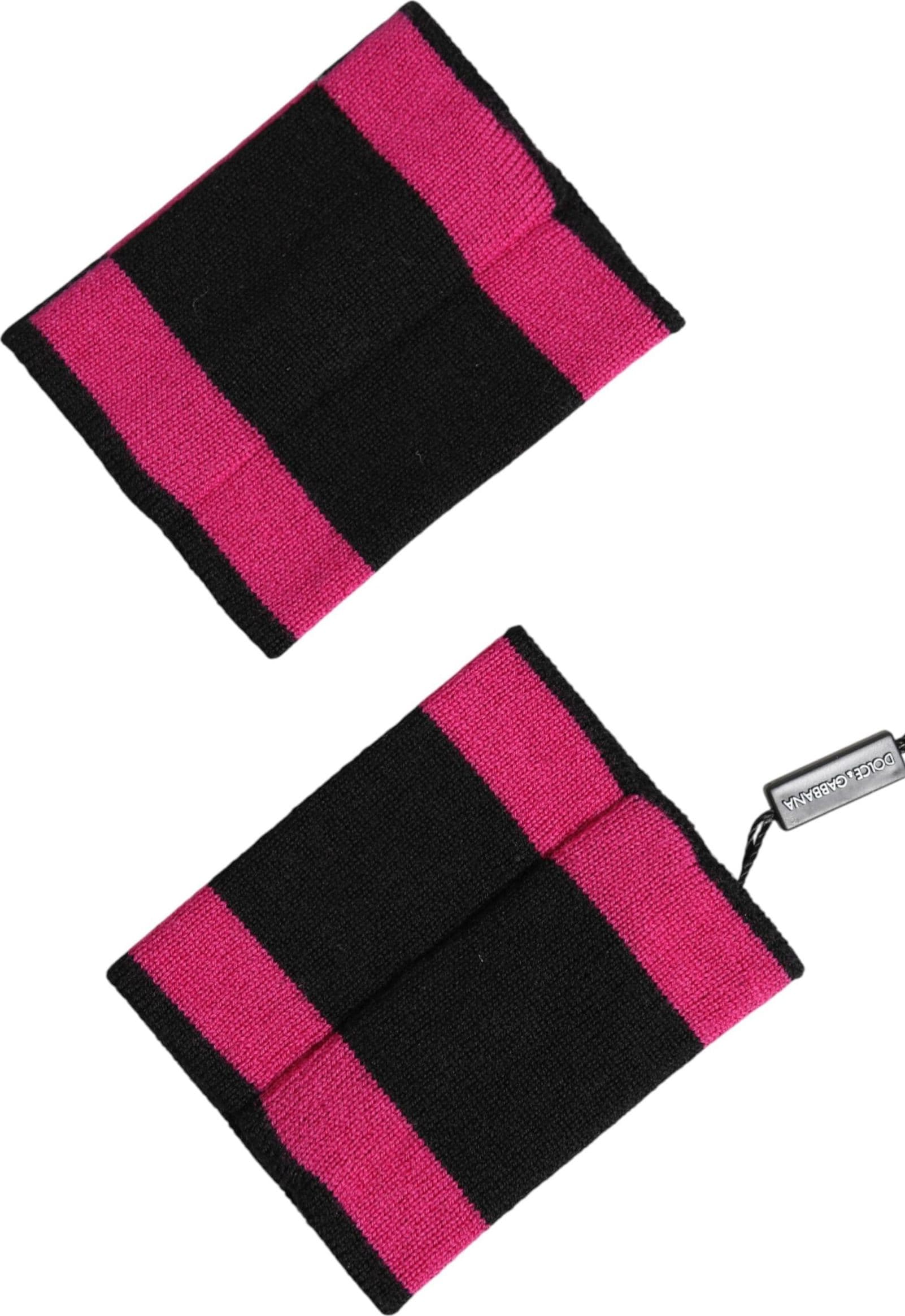 Black Pink DG Logo Cashmere 1 Pair Wristband - 3
