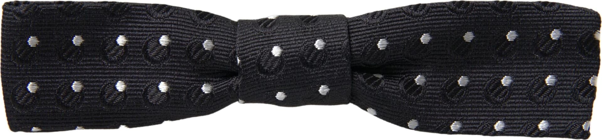 Black Polka Dot Silk Adjustable Men Neck Papillon Bow Tie - 3