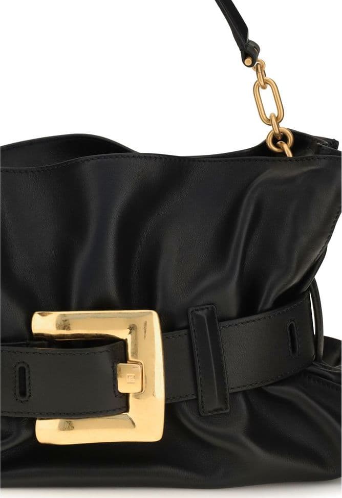 Black Calf Leather Bos Taurus Shoulder Bag - 4