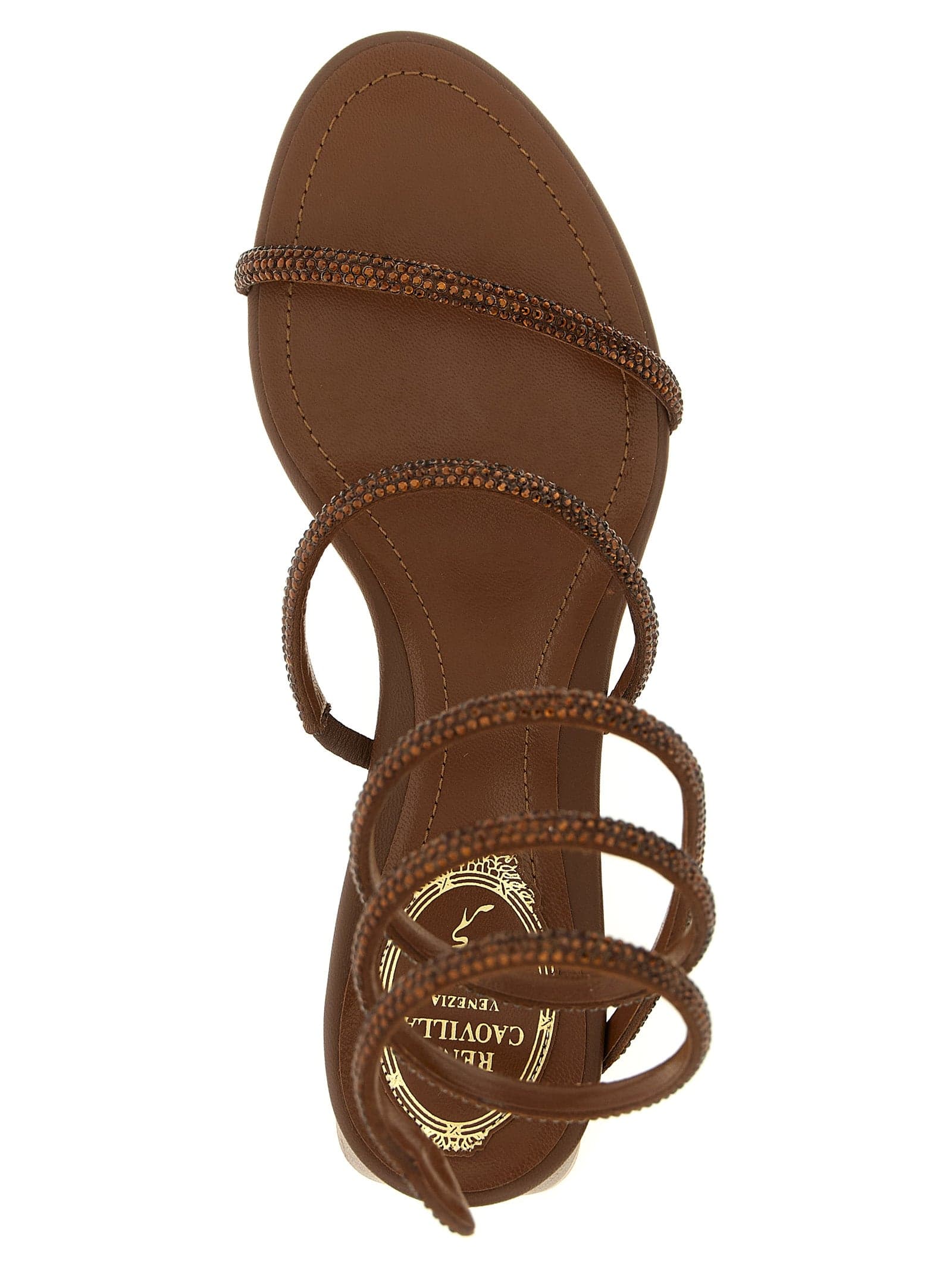 Brown Viscose Strap-On Sandals - 4