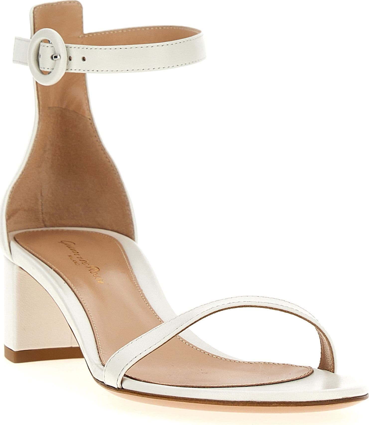 White Leather Flat Sandals - 2