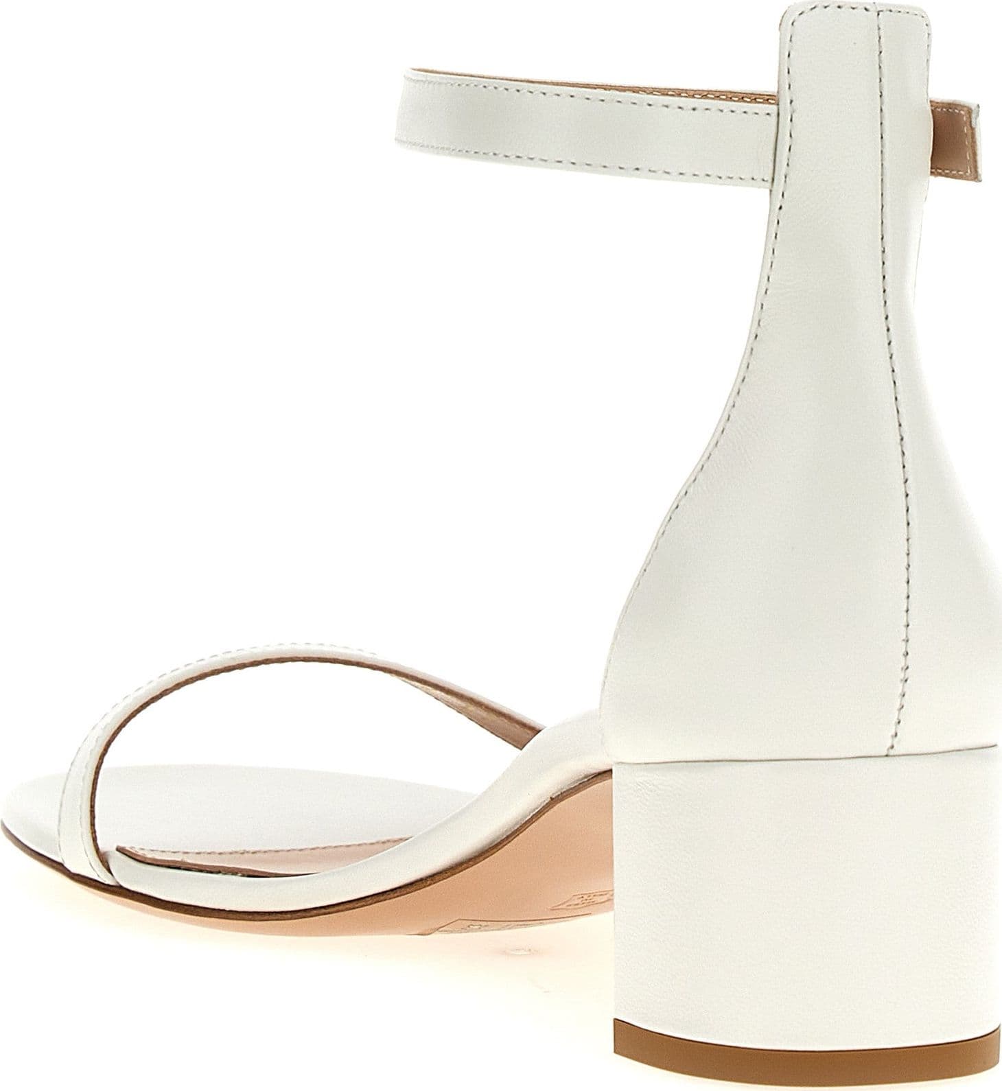 White Leather Flat Sandals - 3