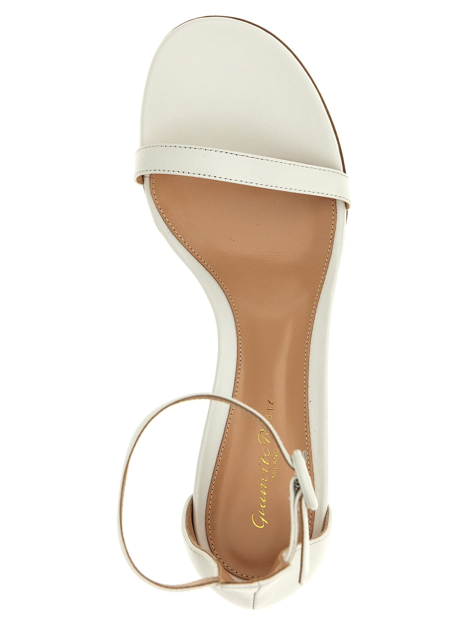 White Leather Flat Sandals - 4