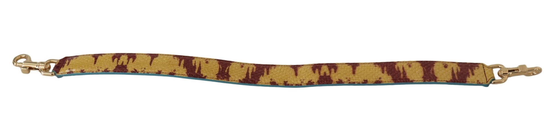 Yellow Red Leather Gold Tone Shoulder Strap - 4
